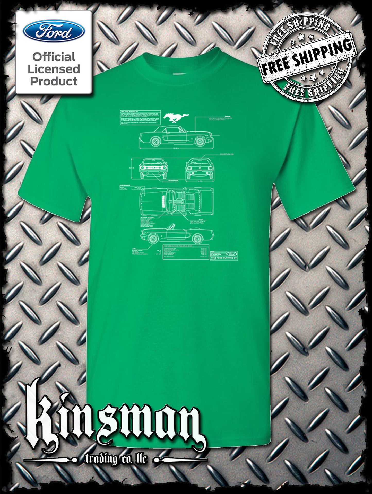 Ford Mustang Blueprint T-Shirt - Official Licensed Product