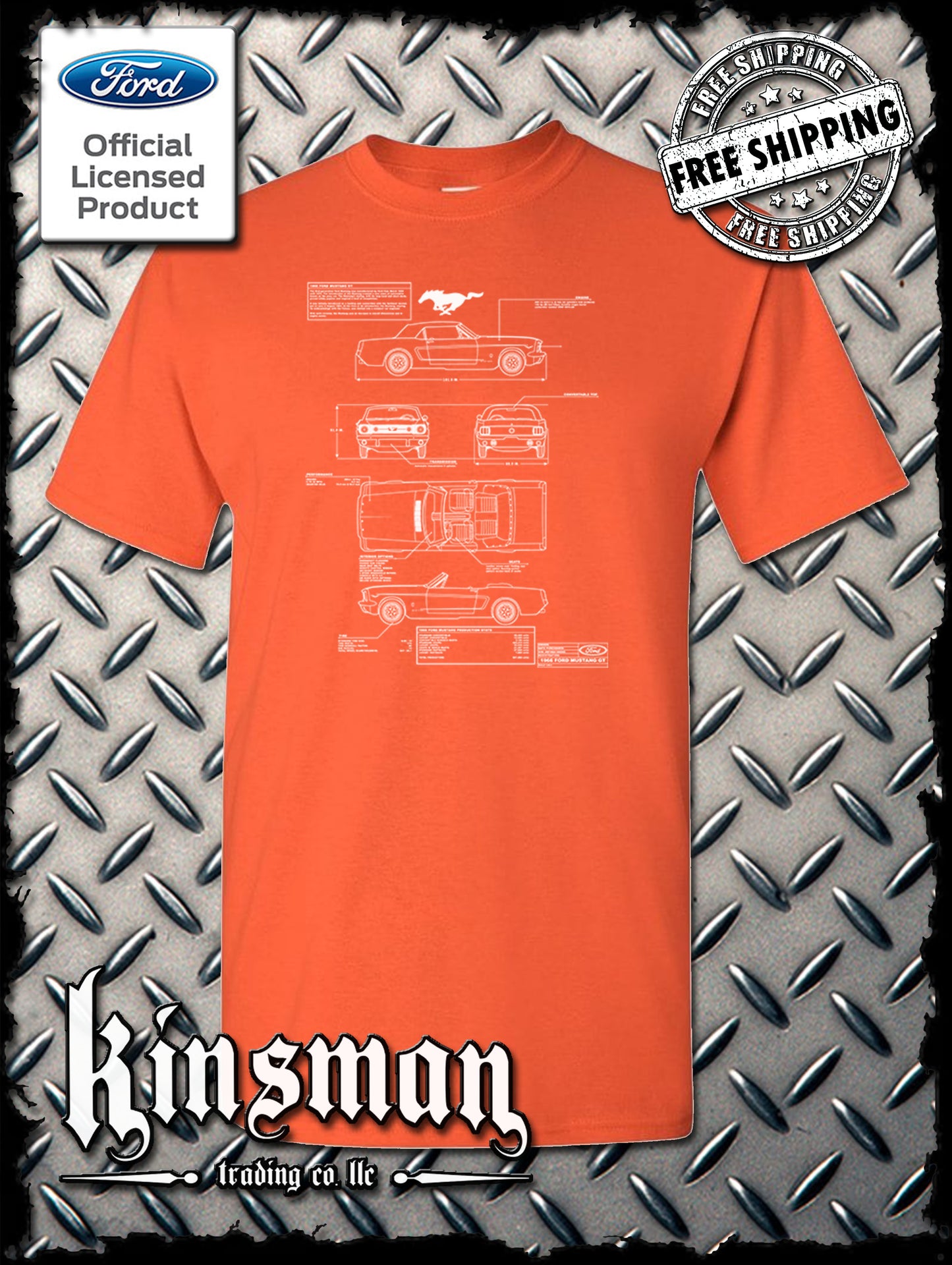 Ford Mustang Blueprint T-Shirt - Official Licensed Product