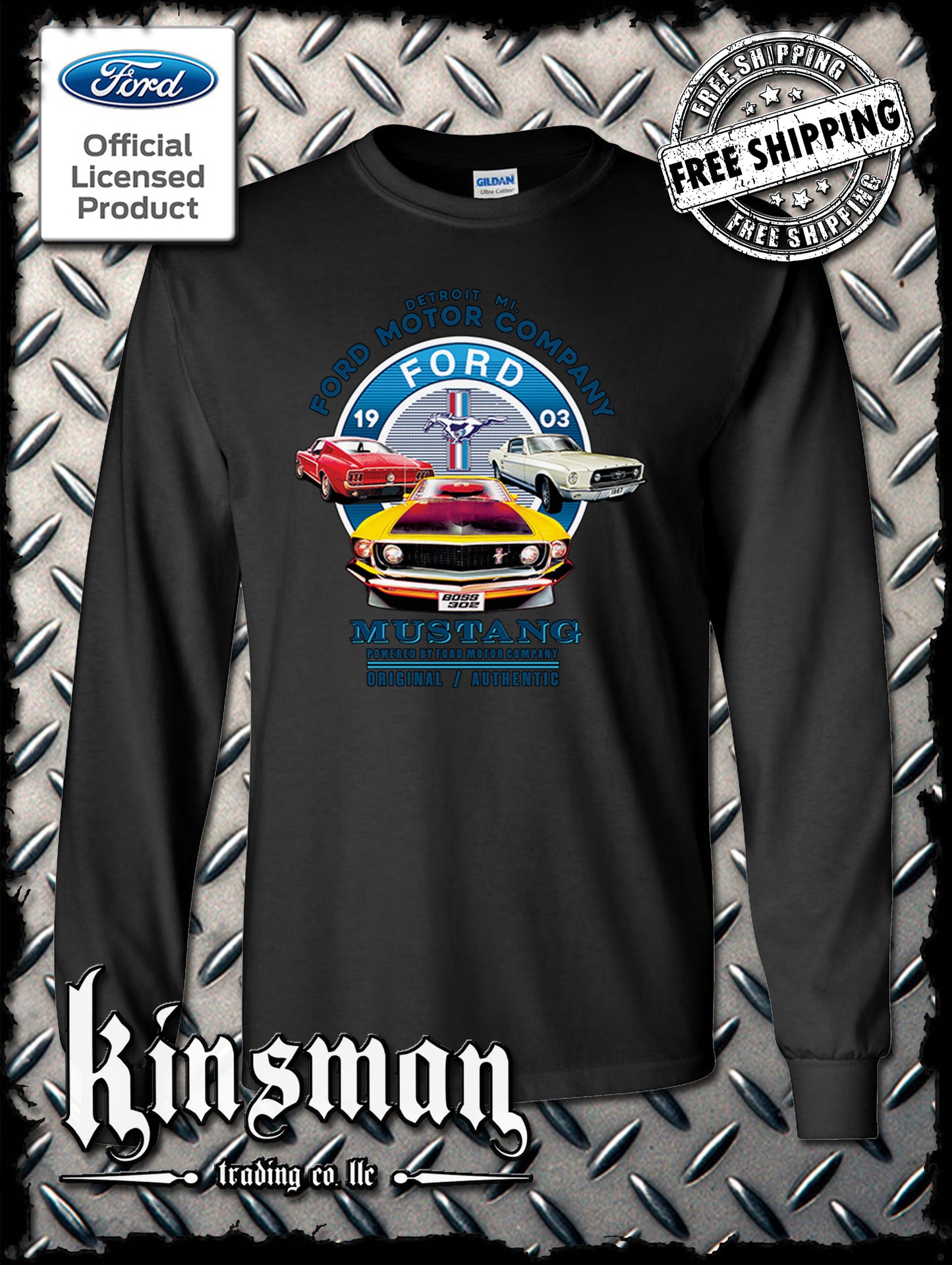 Ford Mustang Circle Logo Long Sleeve T-Shirt