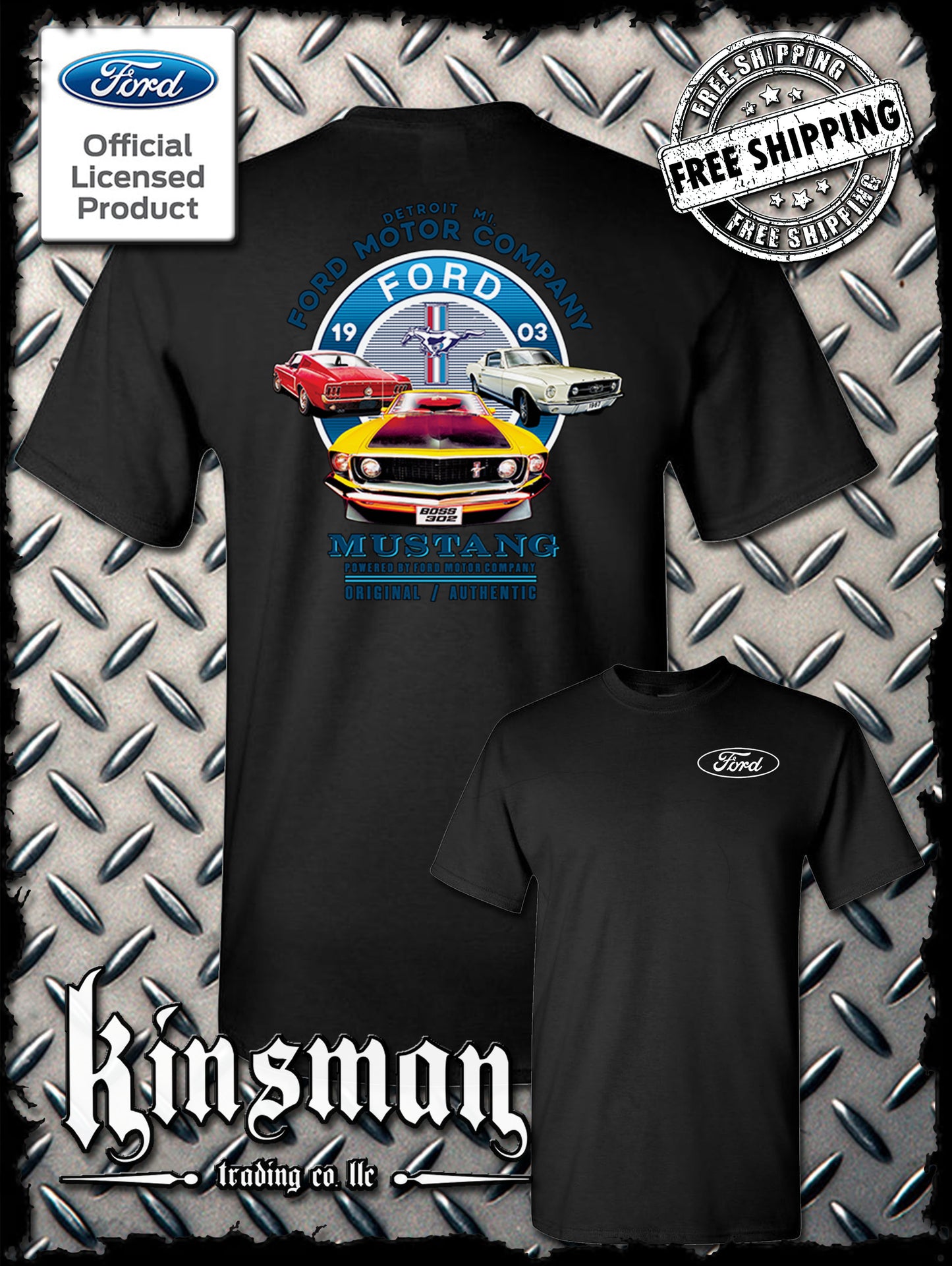 Ford Mustang Circle Logo 2-Sided T-Shirt