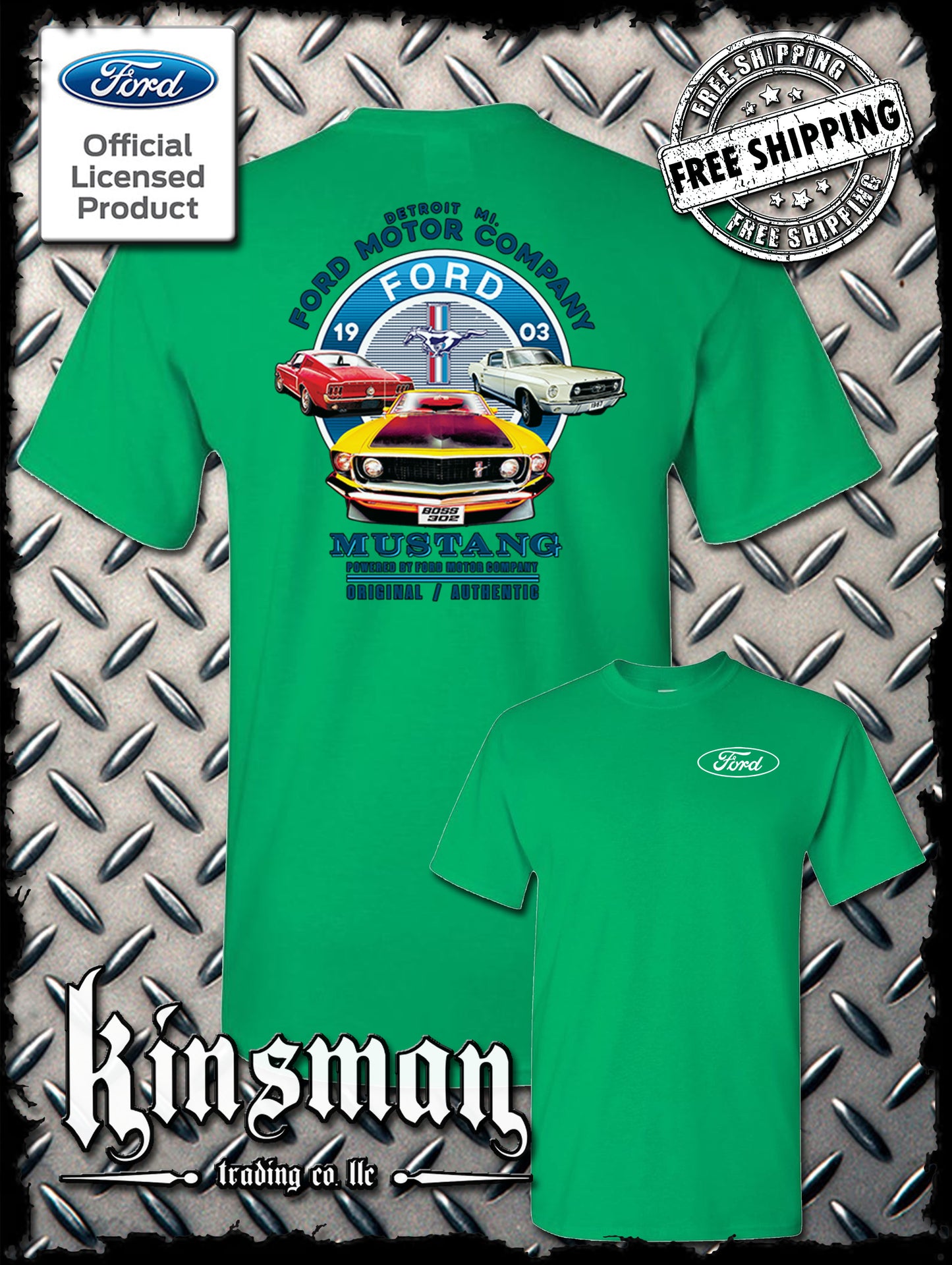 Ford Mustang Circle Logo 2-Sided T-Shirt