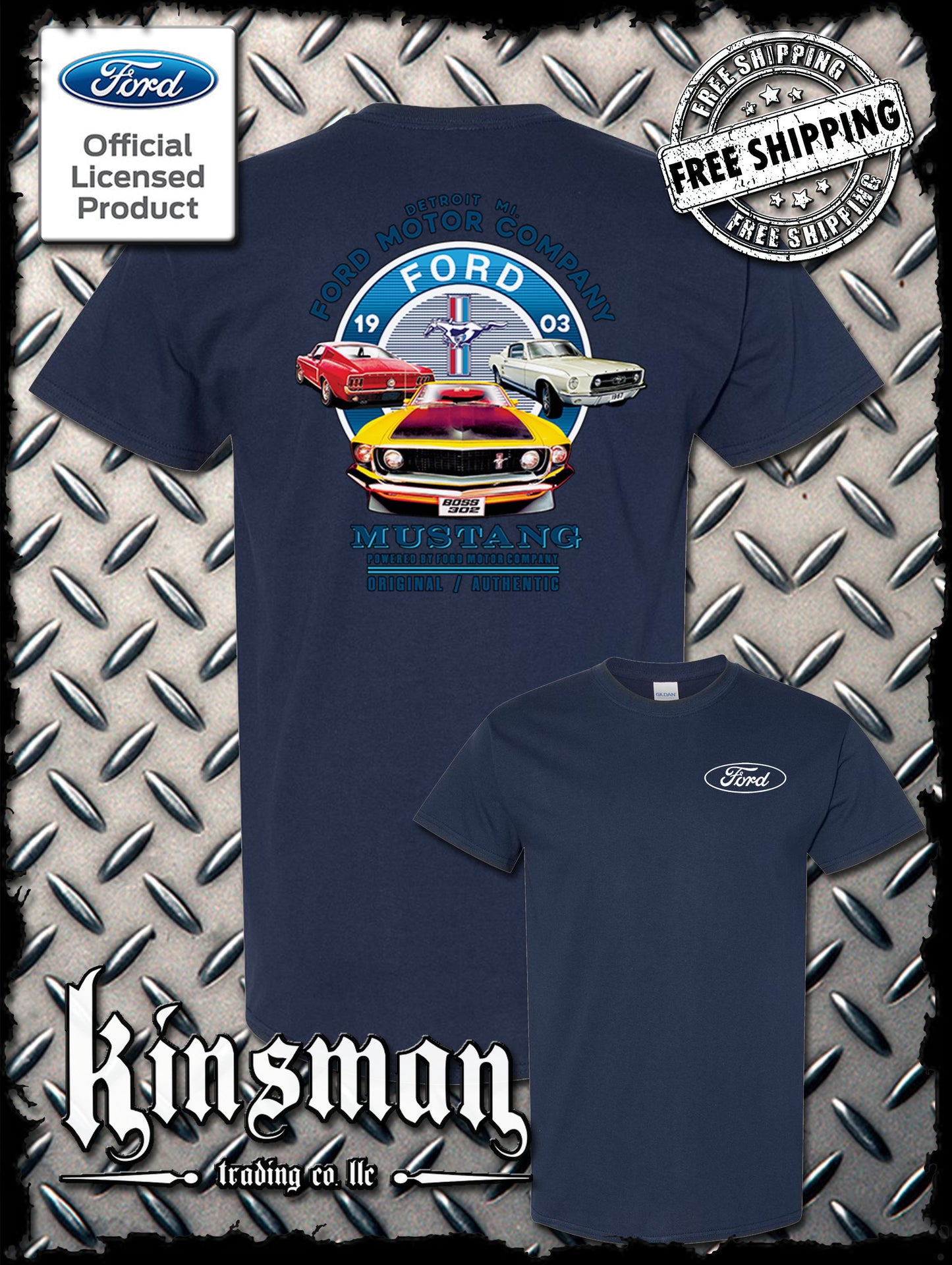 Ford Mustang Circle Logo 2-Sided T-Shirt