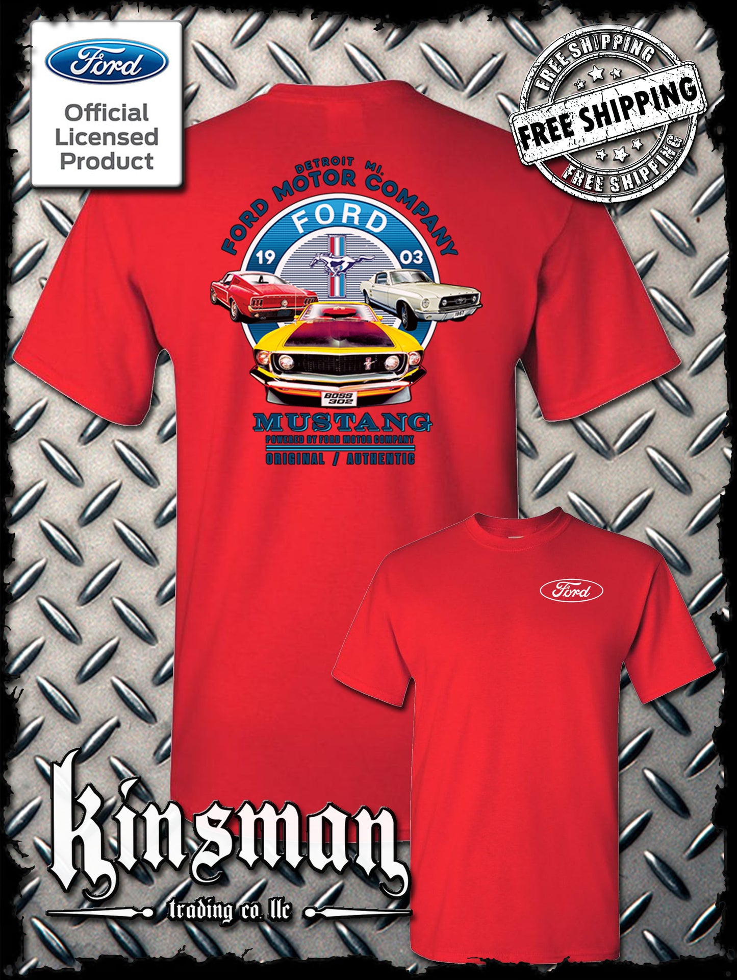 Ford Mustang Circle Logo 2-Sided T-Shirt