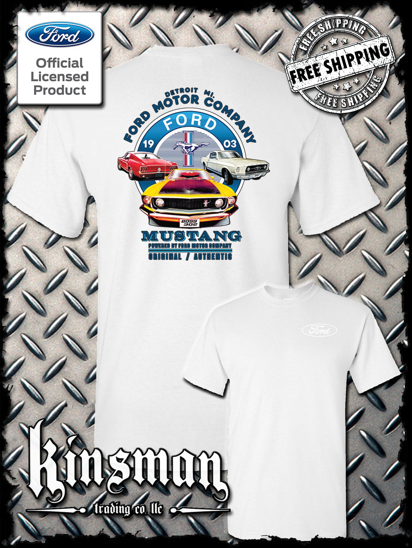 Ford Mustang Circle Logo 2-Sided T-Shirt