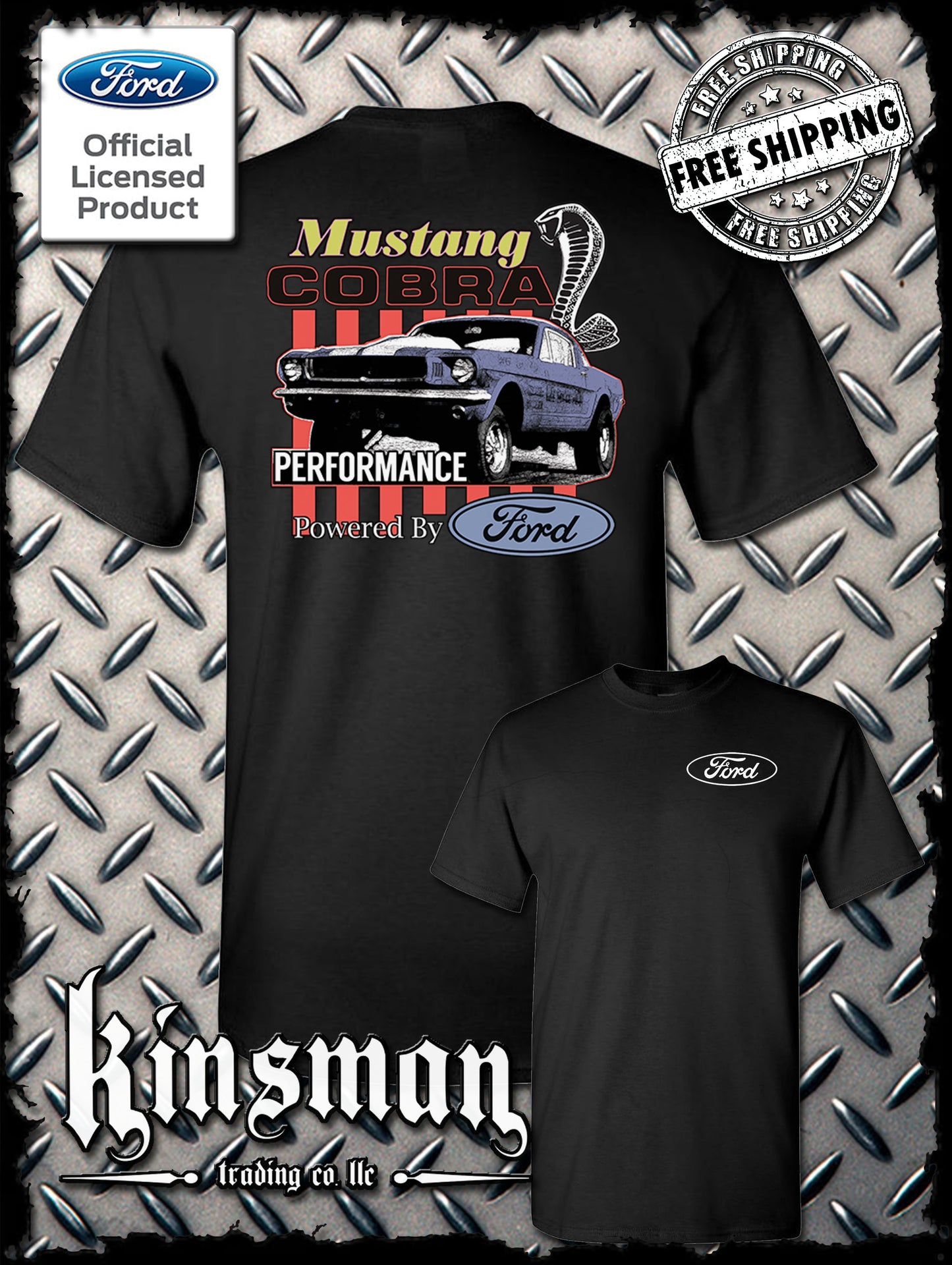 Ford Mustang Cobra Performance 2-Sided T-Shirt / Carroll Shelby GT 500