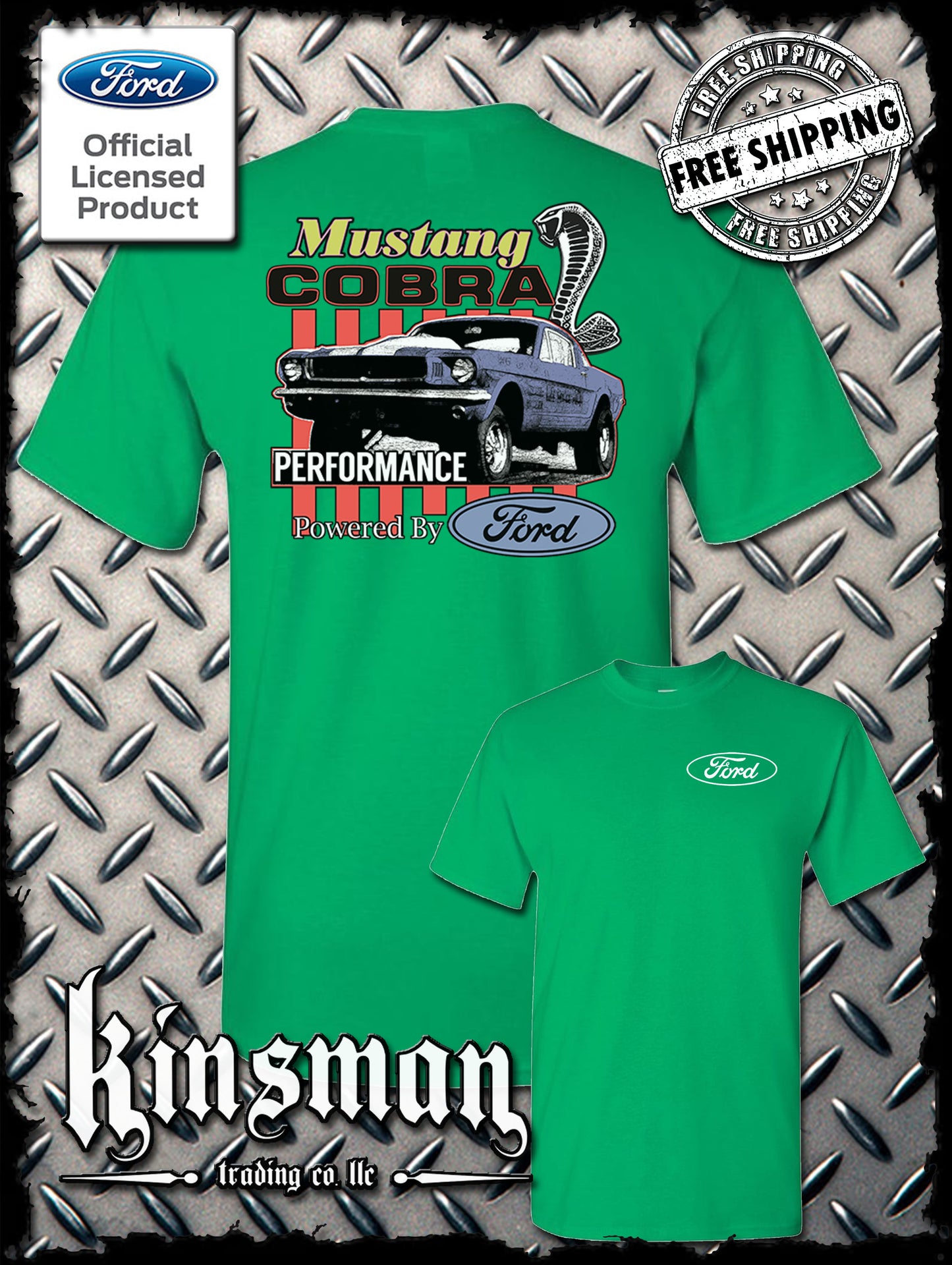 Ford Mustang Cobra Performance 2-Sided T-Shirt / Carroll Shelby GT 500