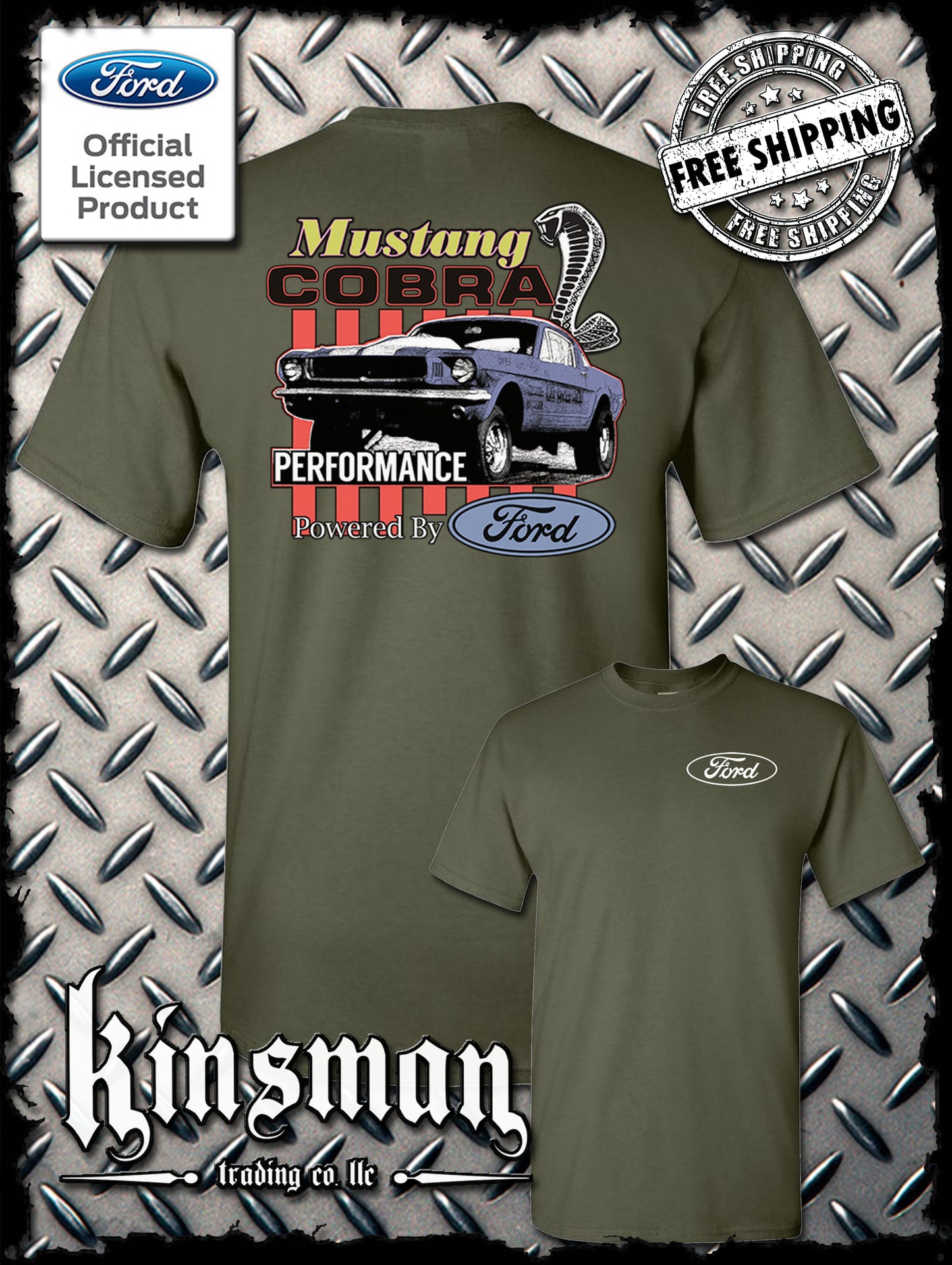 Ford Mustang Cobra Performance 2-Sided T-Shirt / Carroll Shelby GT 500