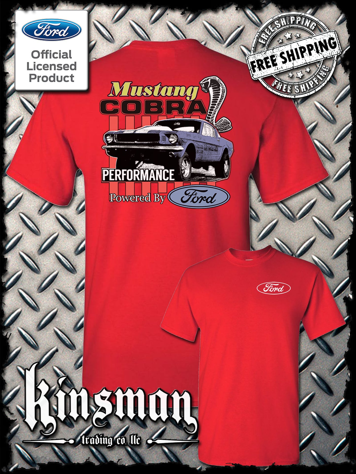 Ford Mustang Cobra Performance 2-Sided T-Shirt / Carroll Shelby GT 500