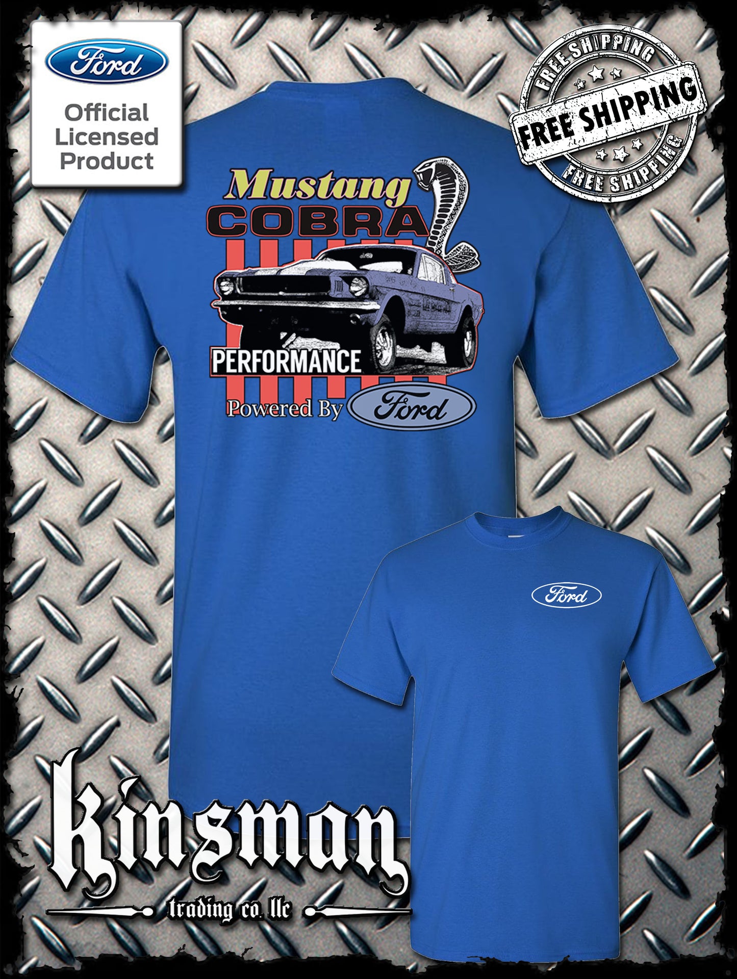 Ford Mustang Cobra Performance 2-Sided T-Shirt / Carroll Shelby GT 500