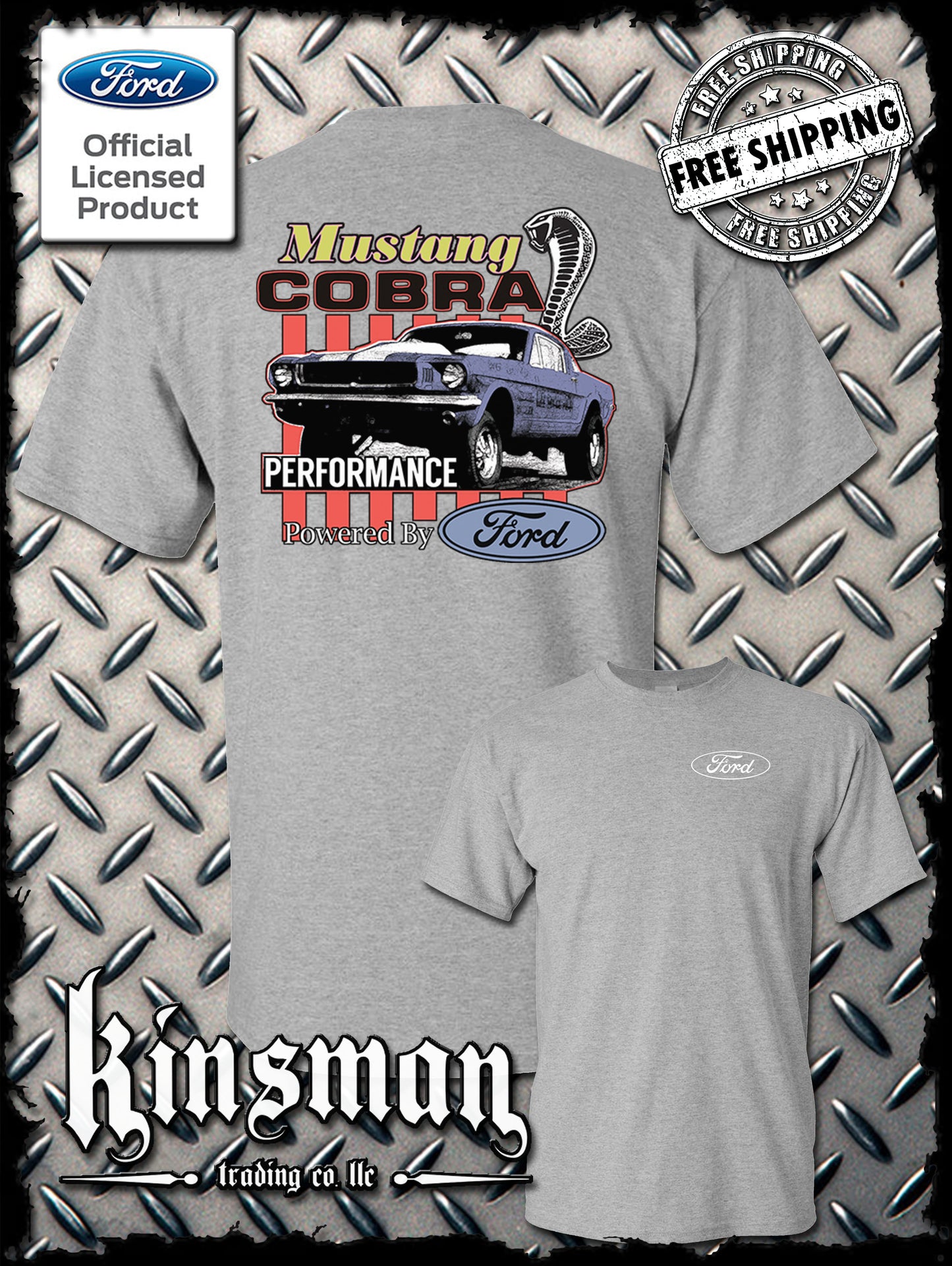 Ford Mustang Cobra Performance 2-Sided T-Shirt / Carroll Shelby GT 500