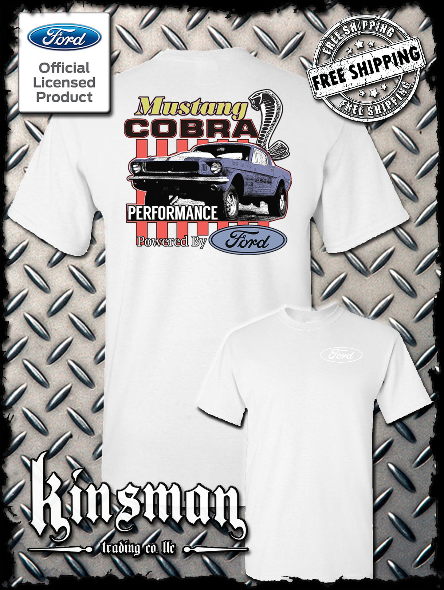 Ford Mustang Cobra Performance 2-Sided T-Shirt / Carroll Shelby GT 500