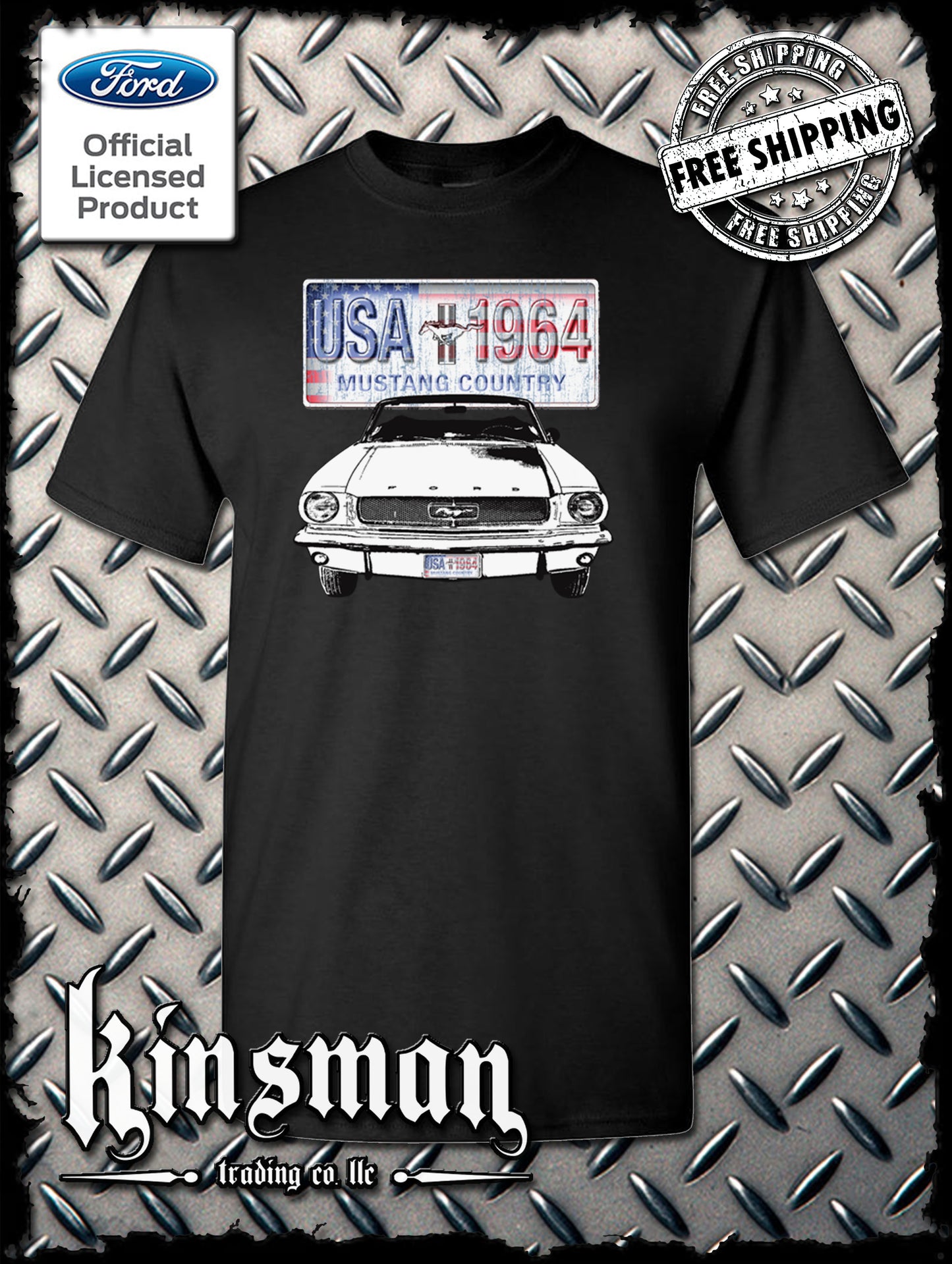 Ford Mustang Country T-Shirt - USA Flag 1964 Official Licensed Product