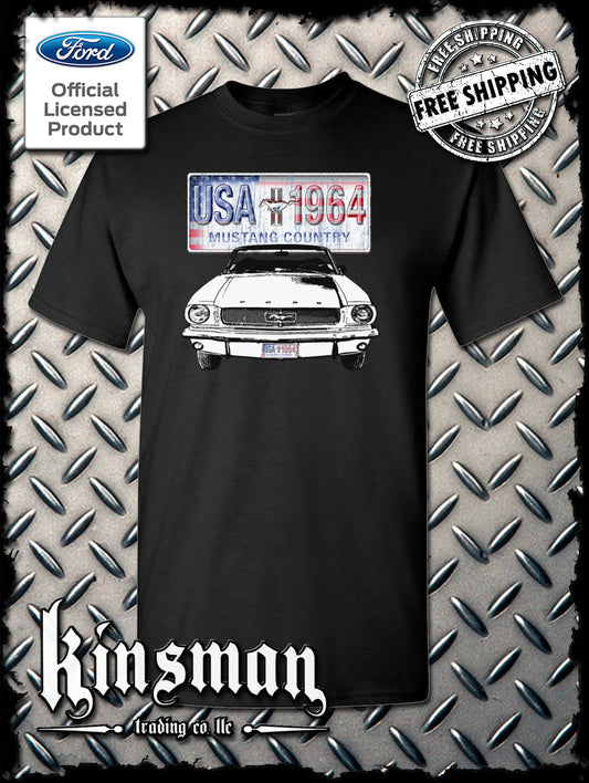 Ford Mustang Country T-Shirt - USA Flag 1964 Official Licensed Product
