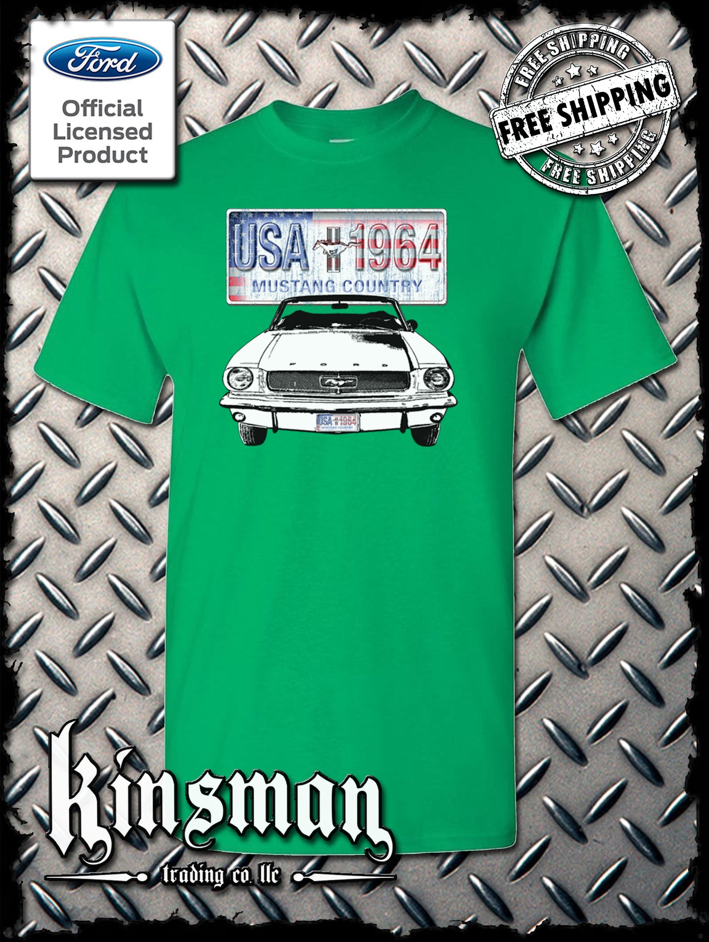 Ford Mustang Country T-Shirt - USA Flag 1964 Official Licensed Product