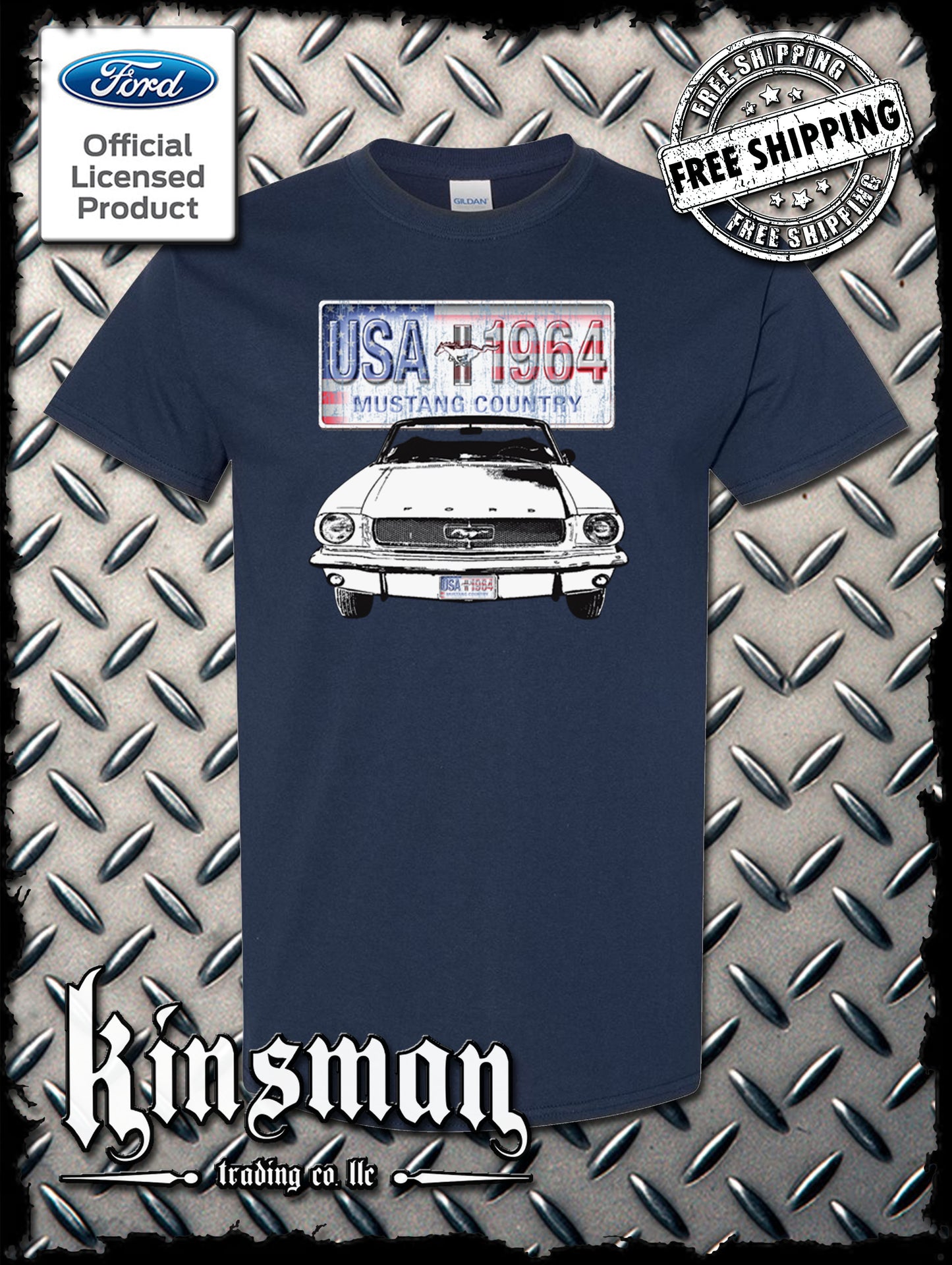 Ford Mustang Country T-Shirt - USA Flag 1964 Official Licensed Product