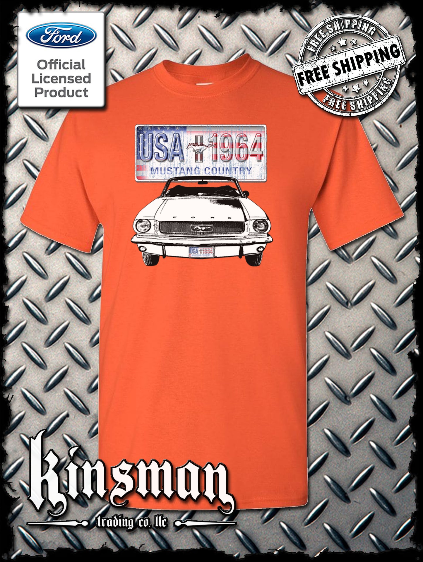 Ford Mustang Country T-Shirt - USA Flag 1964 Official Licensed Product