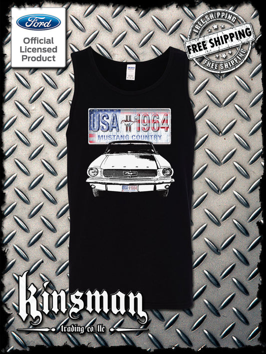 Ford Mustang Country Tank Top T-Shirt - USA Flag 1964 Official Licensed Product