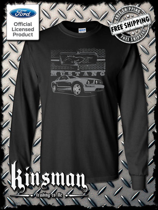 Ford Mustang With Honeycomb Grille Long Sleeve T-Shirt Shelby Cobra GT500 Official Licensed Product