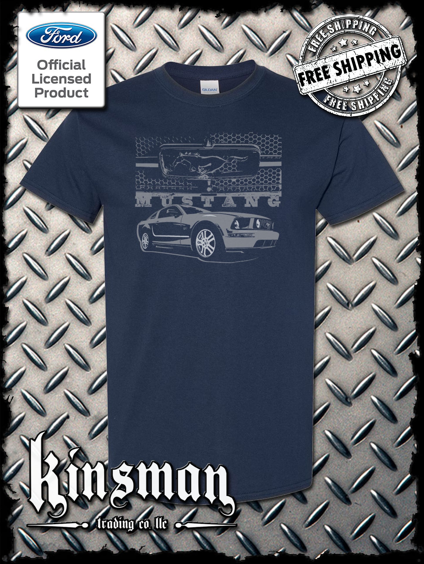 Ford Mustang With Honeycomb Grille T-Shirt Shelby Cobra GT500 Official Licensed Product