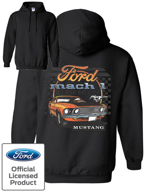 Licensed Ford Mustang Mach Horsepower Vintage Retro Sportscar Racing Hoodie Active