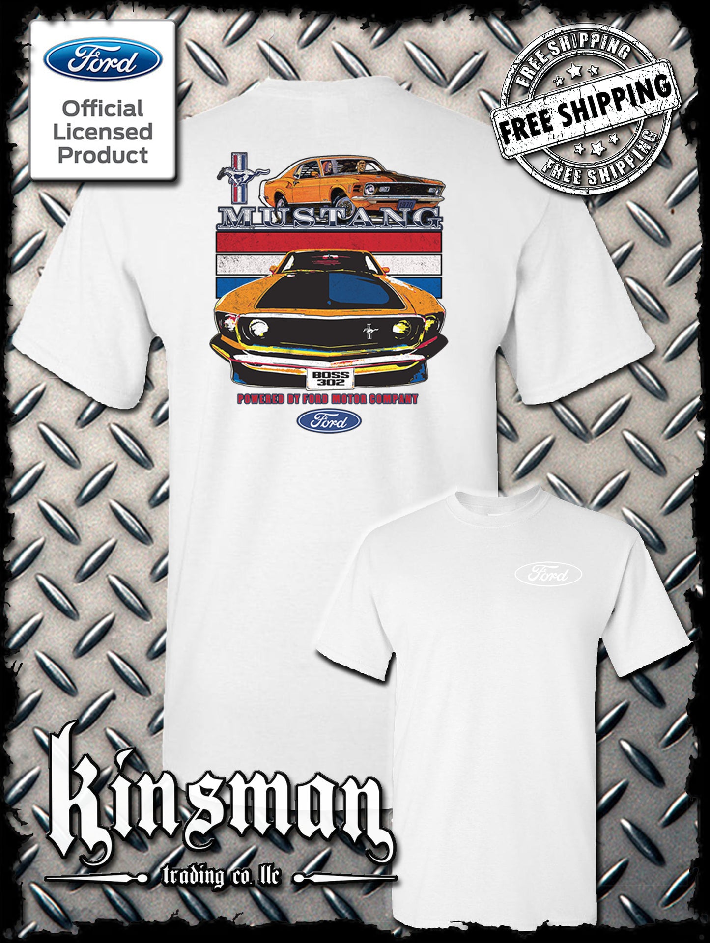 Mustang Powered By Ford 2-Sided T-Shirt / Carroll Shelby GT 500