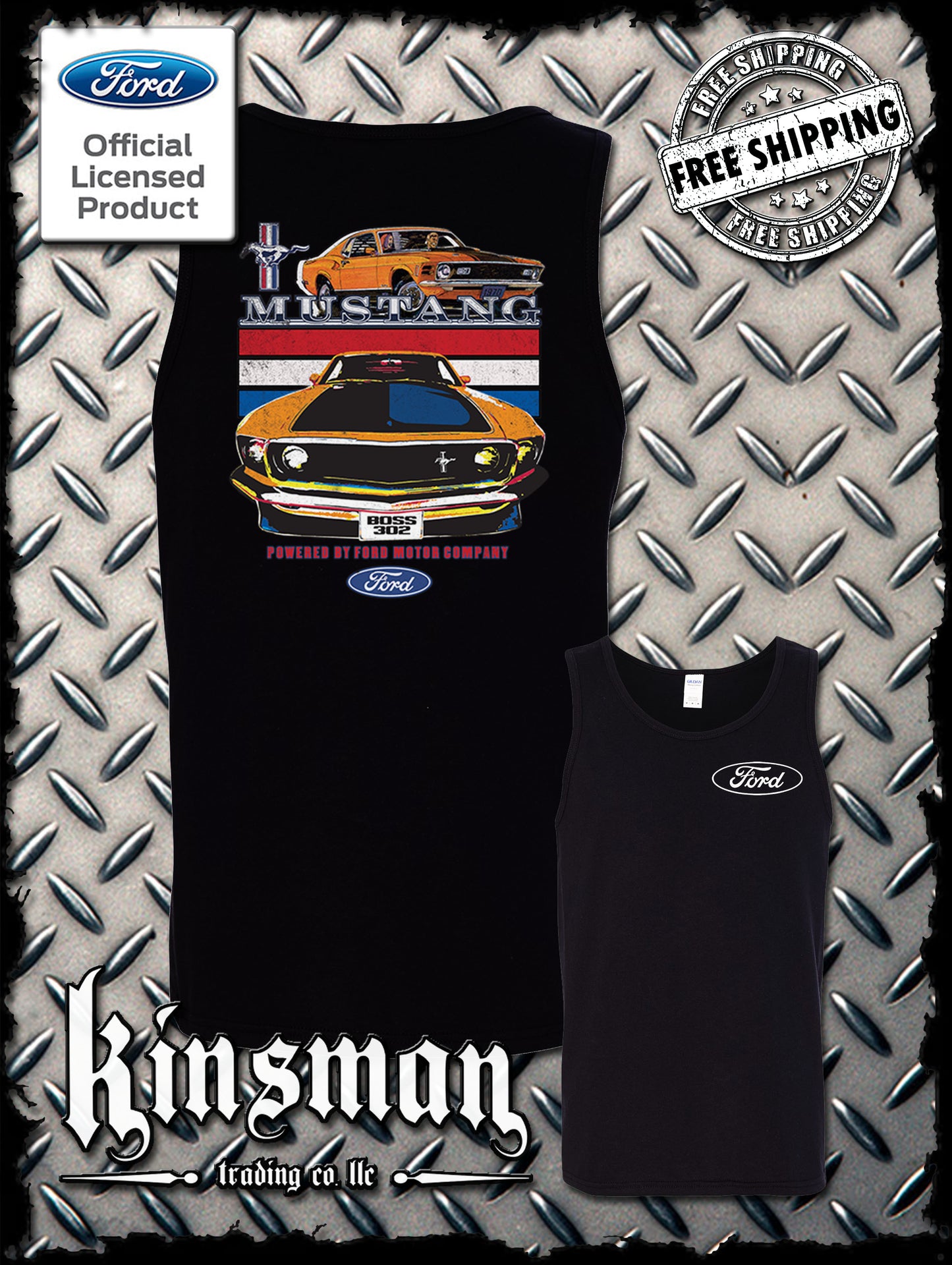 Mustang Powered By Ford 2-Sided Tank Top T-Shirt / Carroll Shelby GT 500