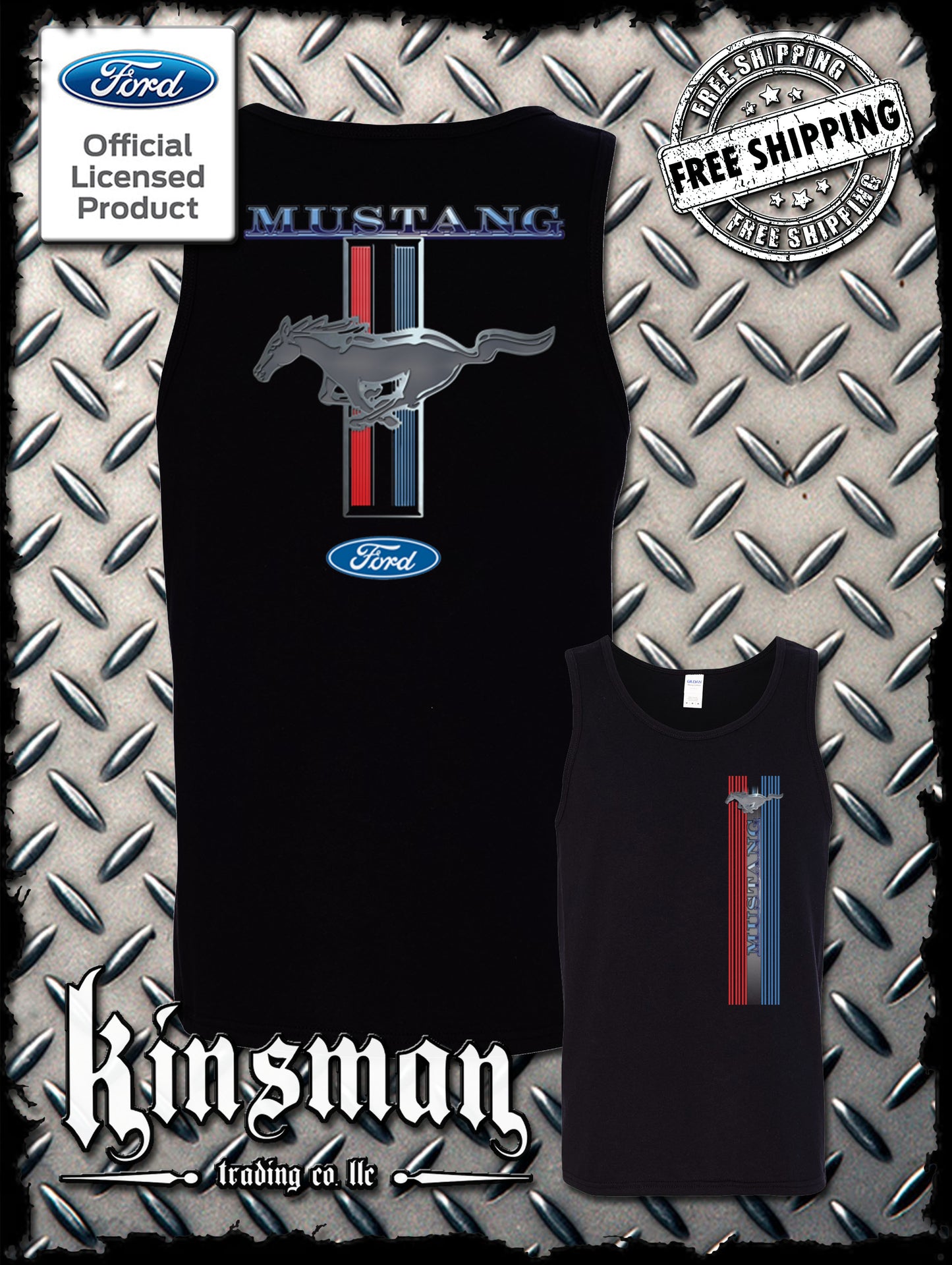 Ford Mustang Official Licensed 2-Sided Tank Top T-Shirt -American Muscle Car Classic