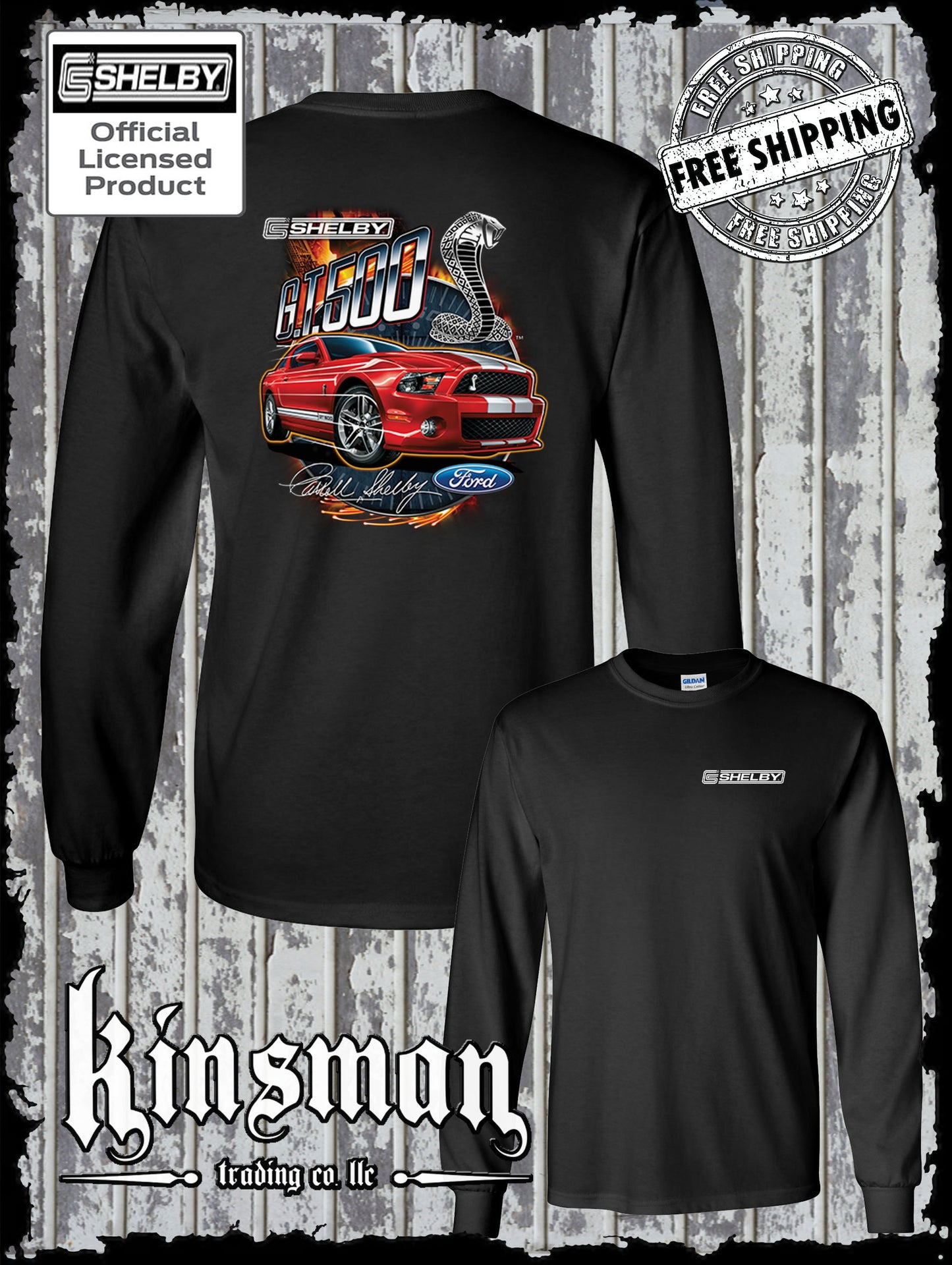 Mustang Shelby / Ford 2-Sided Long Sleeve T-Shirt