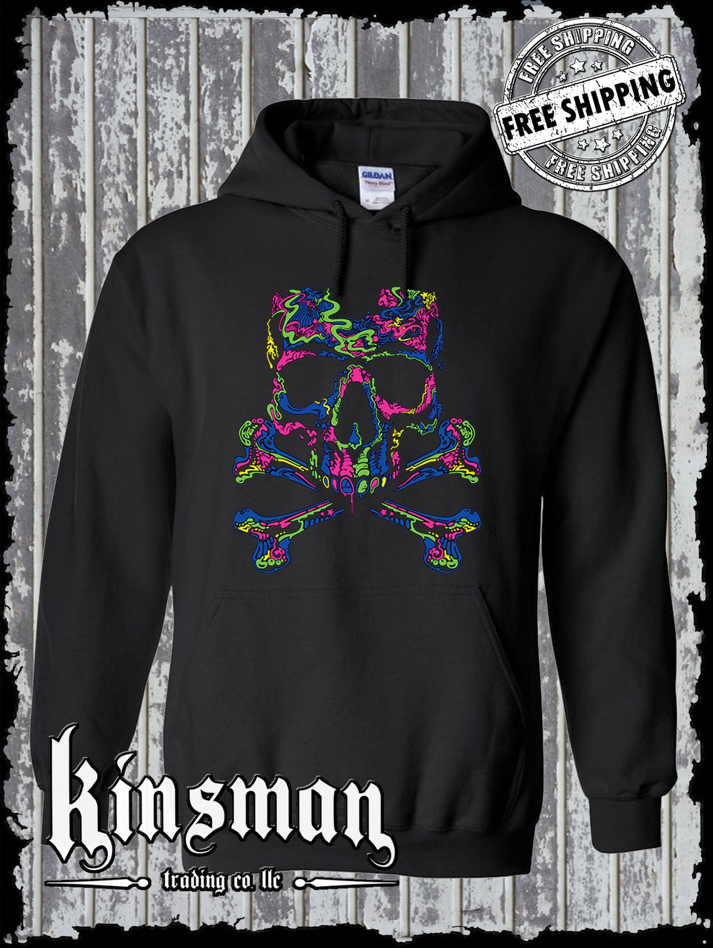 Liquid Blue Neon Skull & Crossbones Hoodie / Sweatshirt