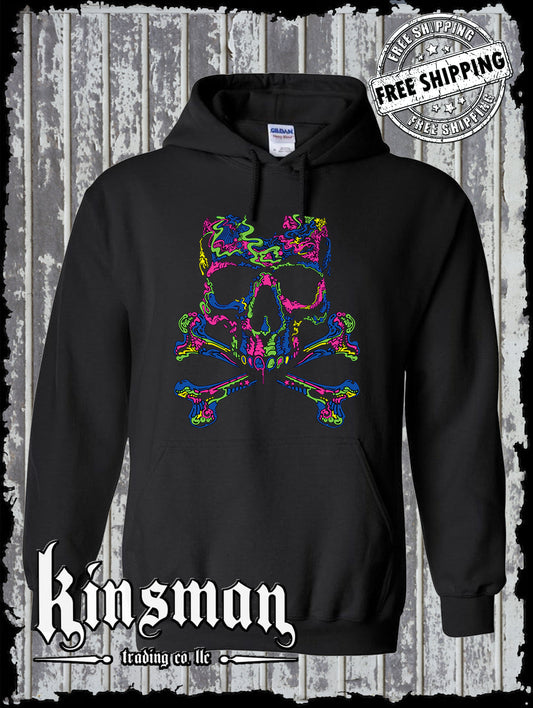 Liquid Blue Neon Skull & Crossbones Hoodie / Sweatshirt