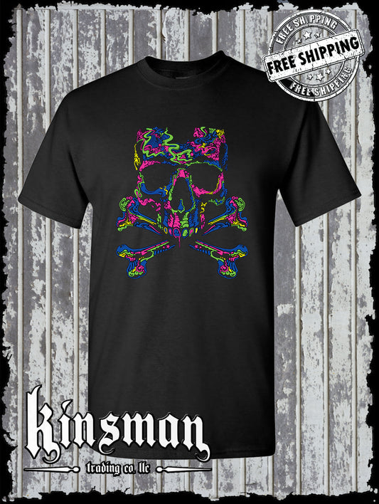 Liquid Blue Neon Skull & Crossbones T-Shirt