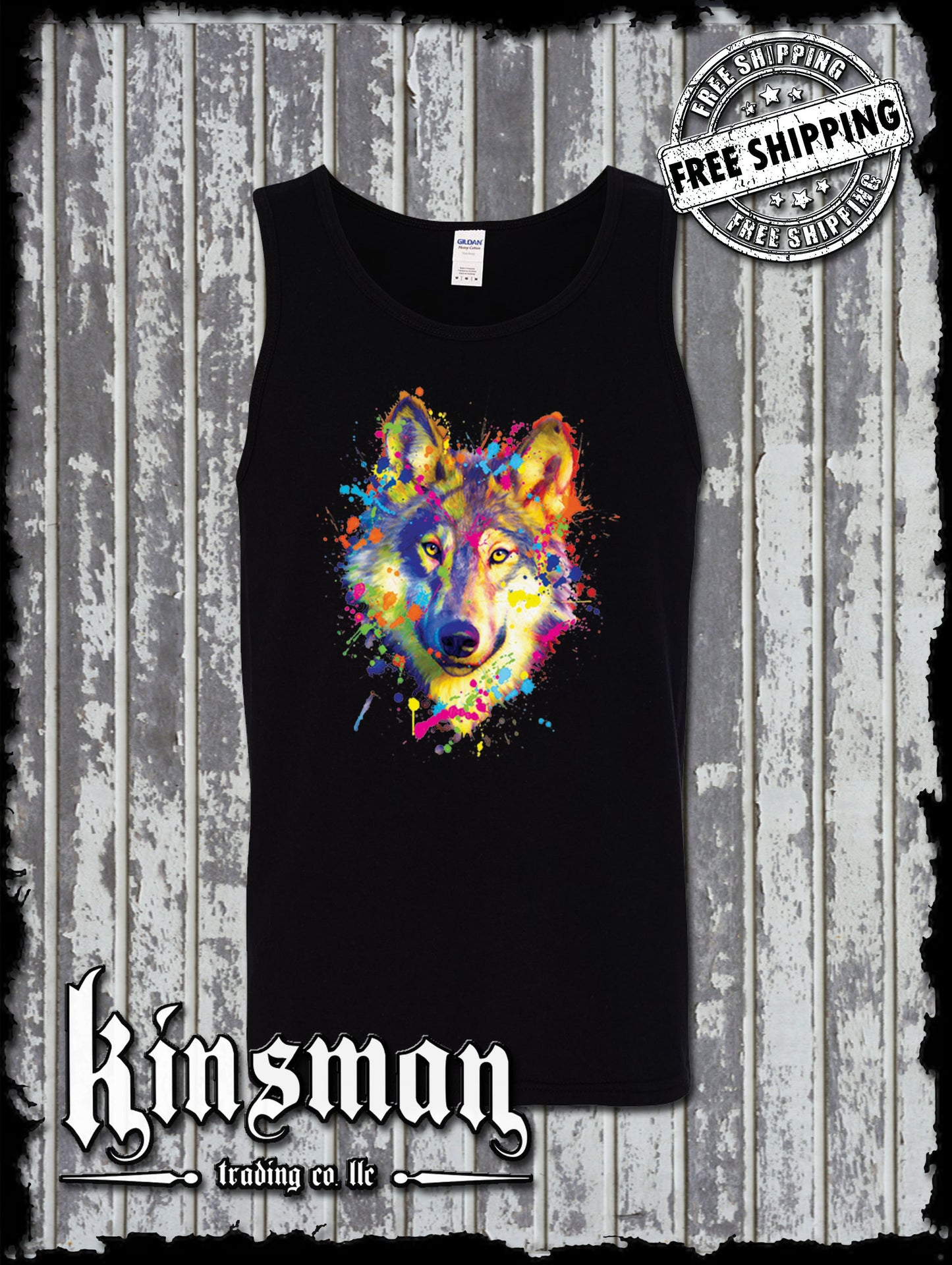 Neon Wolf Wildlife Animal Tank Top T-Shirt