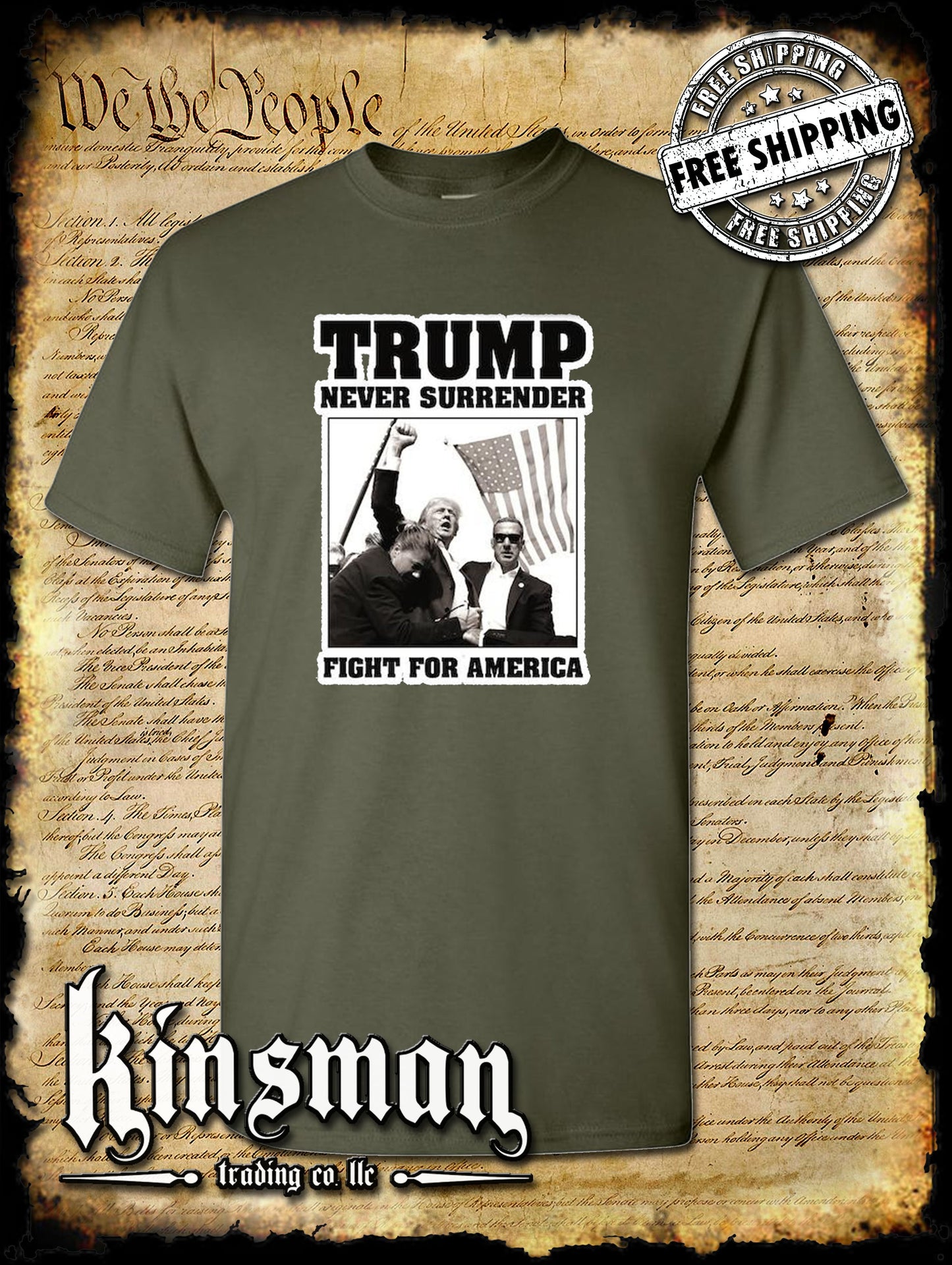 Trump Never Surrender Fight For America T-Shirt 2024 MAGA USA