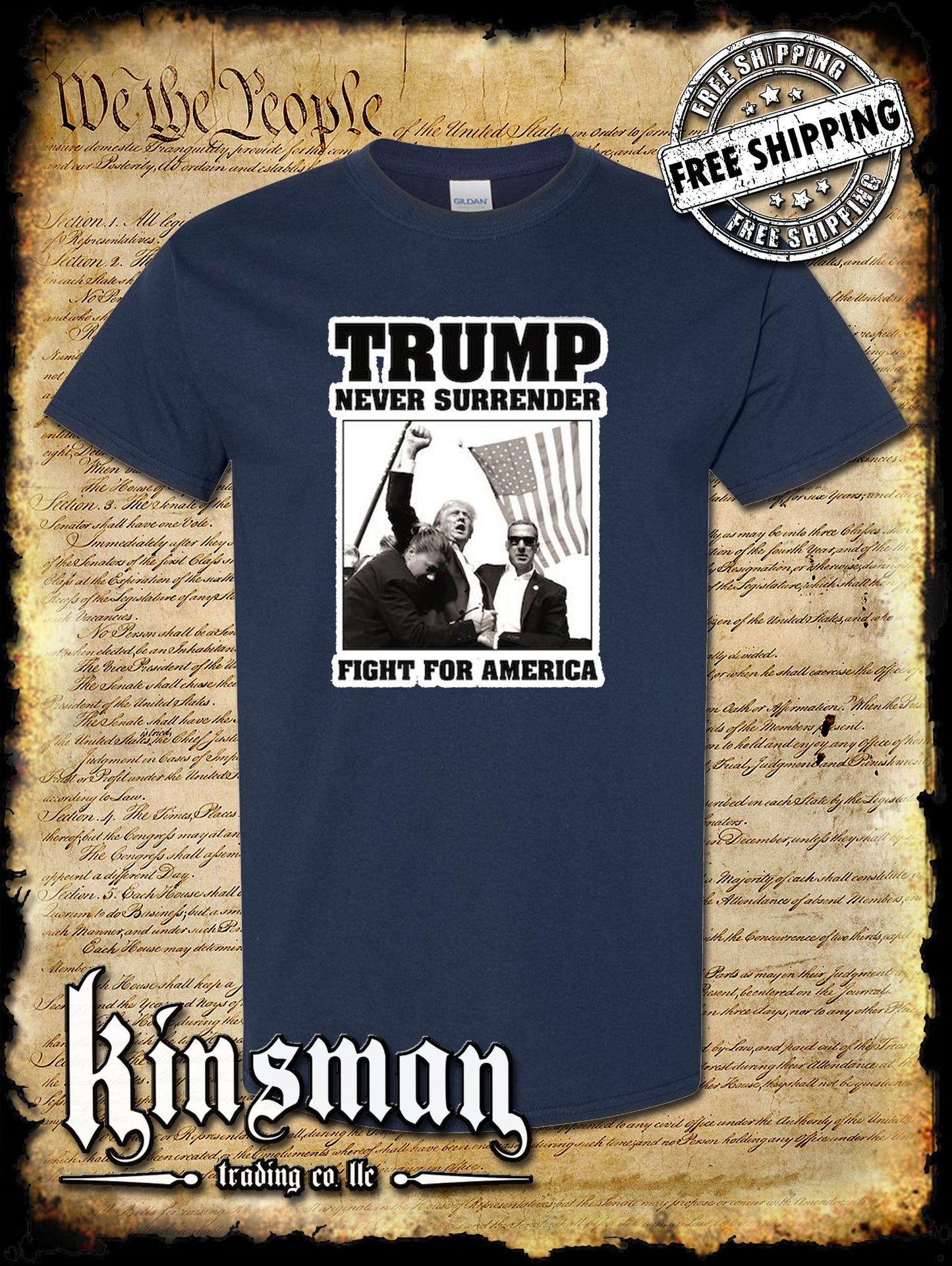 Trump Never Surrender Fight For America T-Shirt 2024 MAGA USA