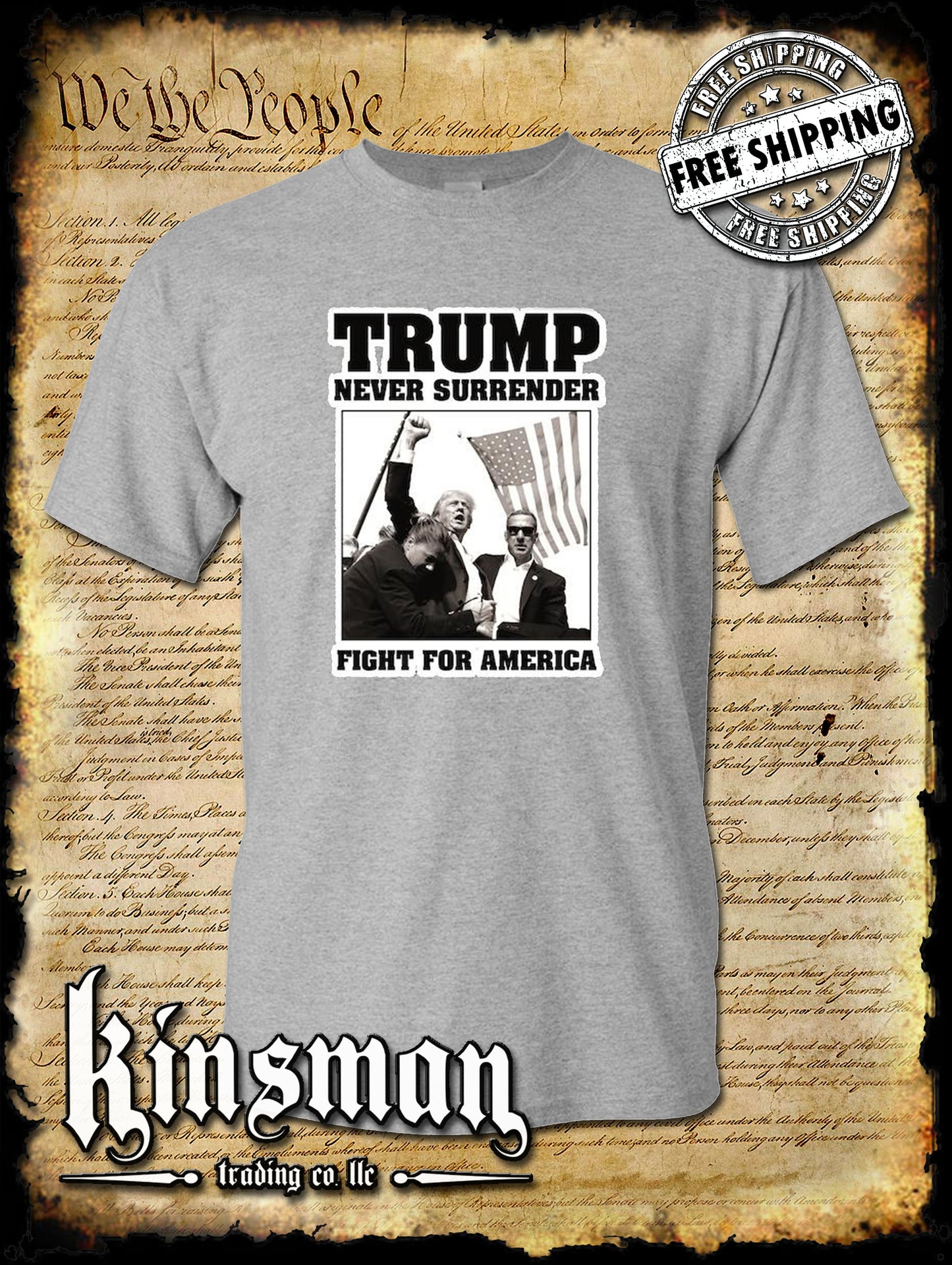 Trump Never Surrender Fight For America T-Shirt 2024 MAGA USA