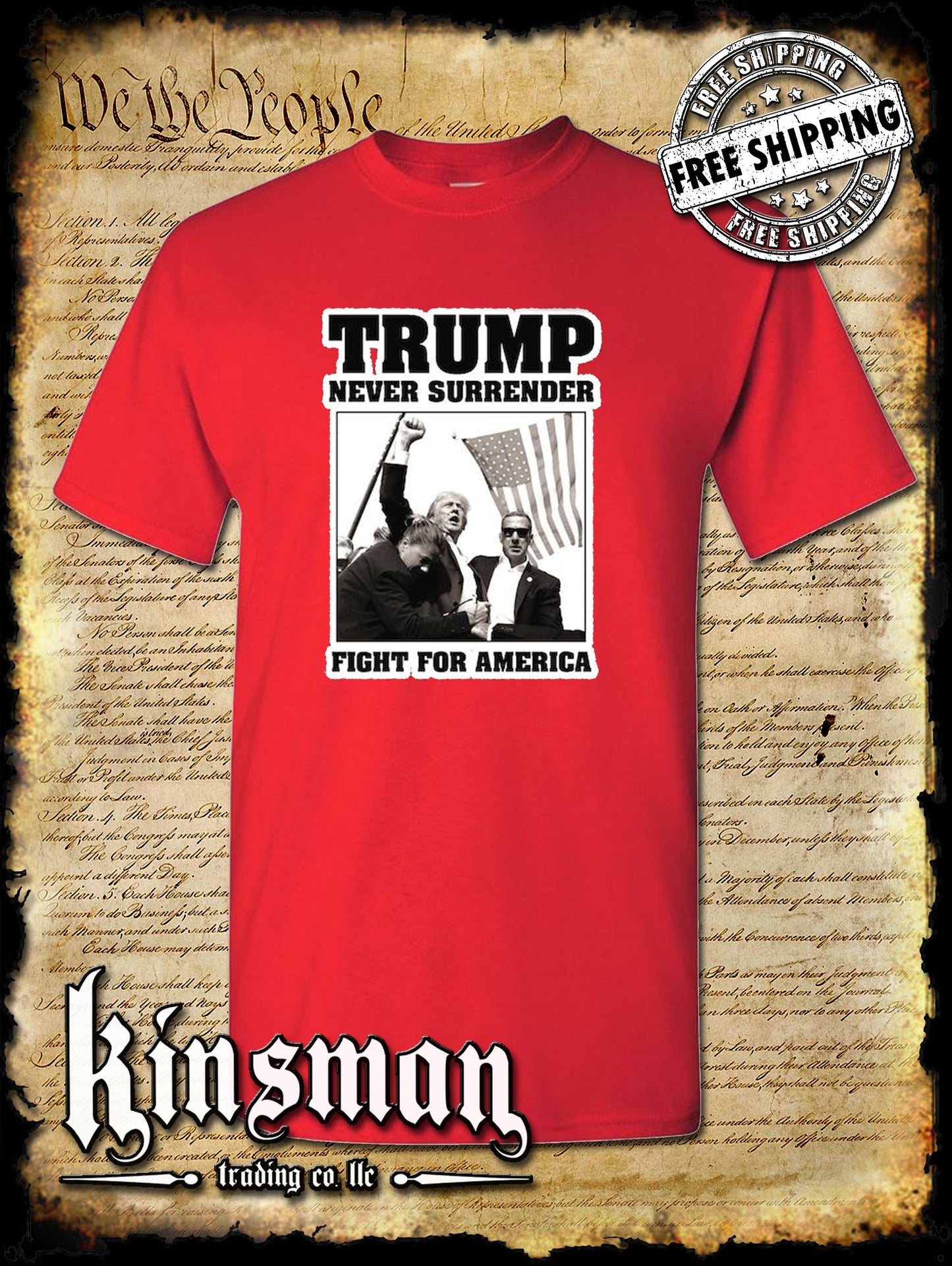 Trump Never Surrender Fight For America T-Shirt 2024 MAGA USA