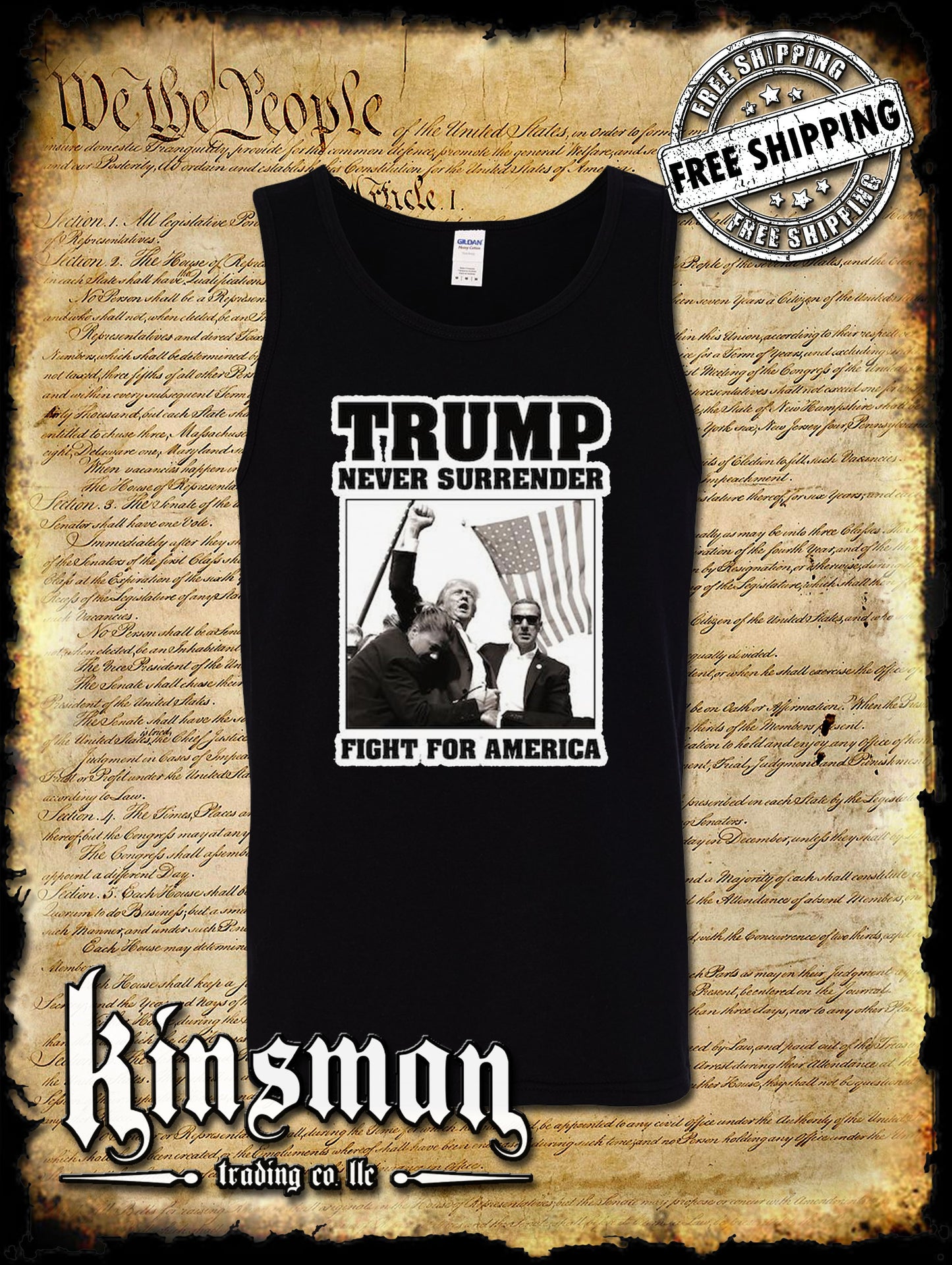 Trump Never Surrender Fight For America Tank Top T-Shirt 2024 MAGA USA