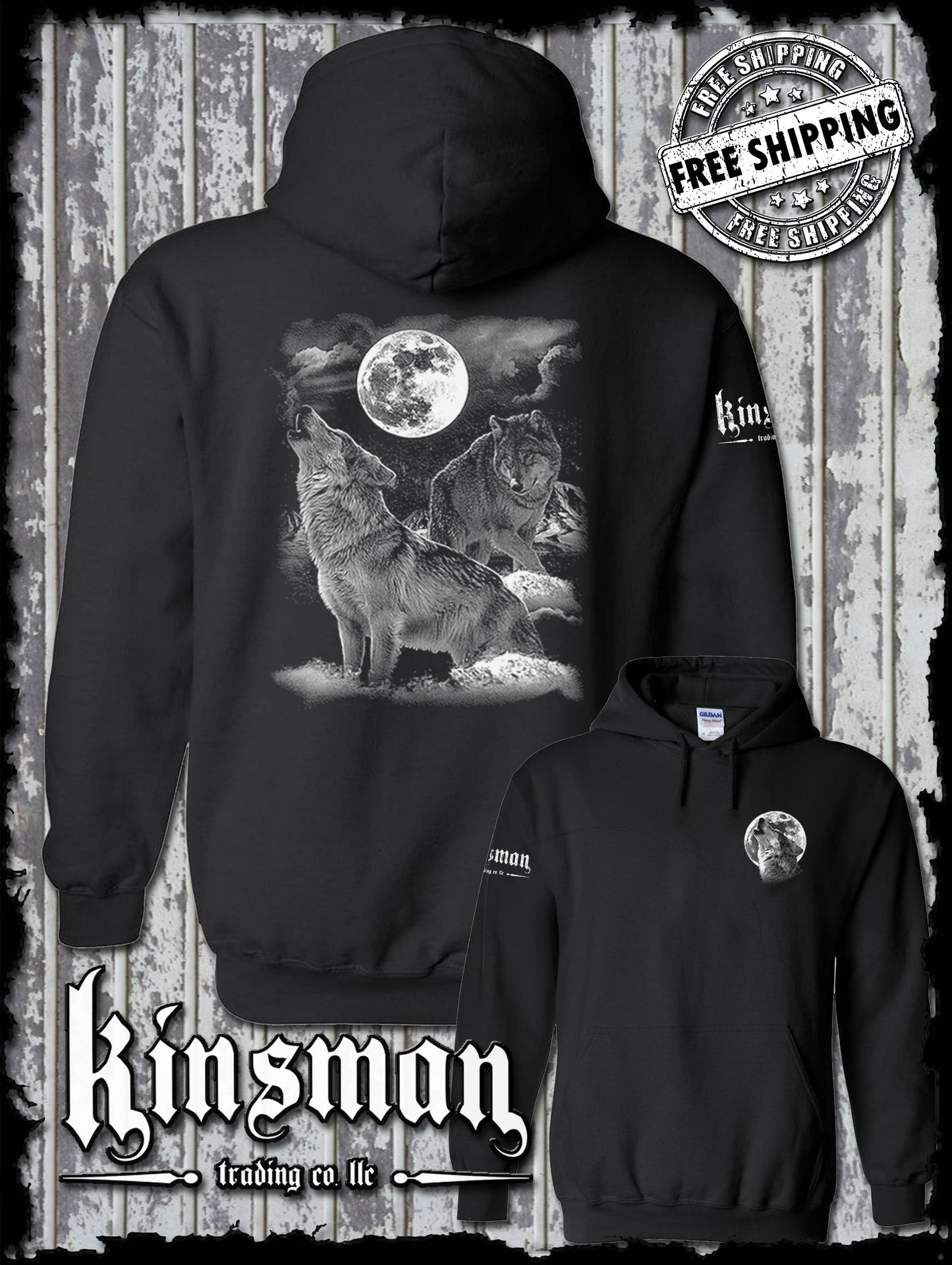 Night Wolves Howling at Moon Hoodie Sweatshirt / Native American Pride Indian