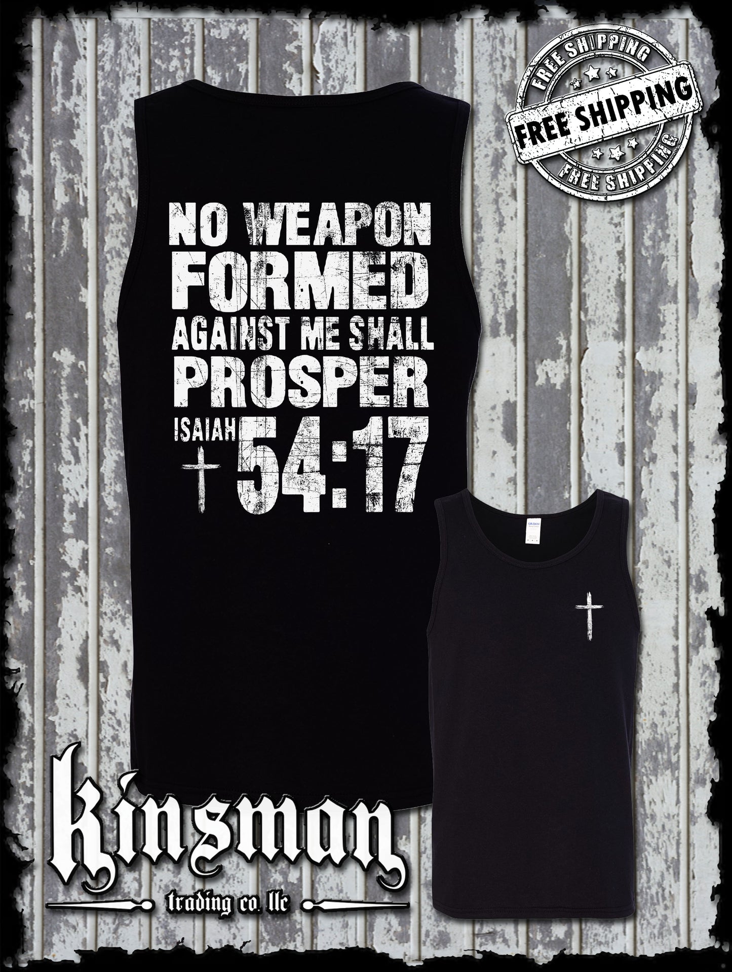 NO WEAPON Formed Against Me Shall PROSPER Isaiah 54:17 2-Sided Tank Top T-Shirt