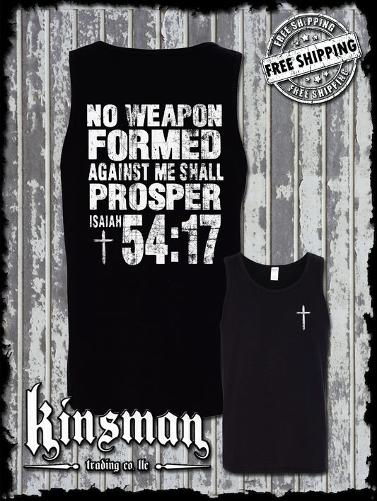 NO WEAPON Formed Against Me Shall PROSPER Isaiah 54:17 2-Sided Tank Top T-Shirt