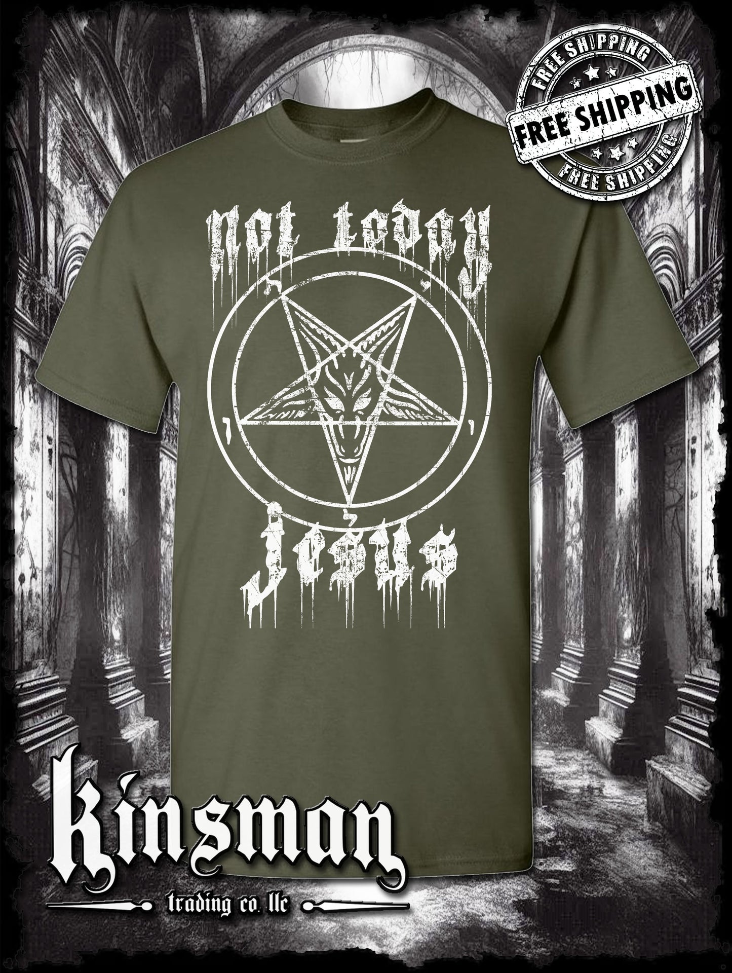 Not Today Jesus Pentagram Baphomet T-Shirt