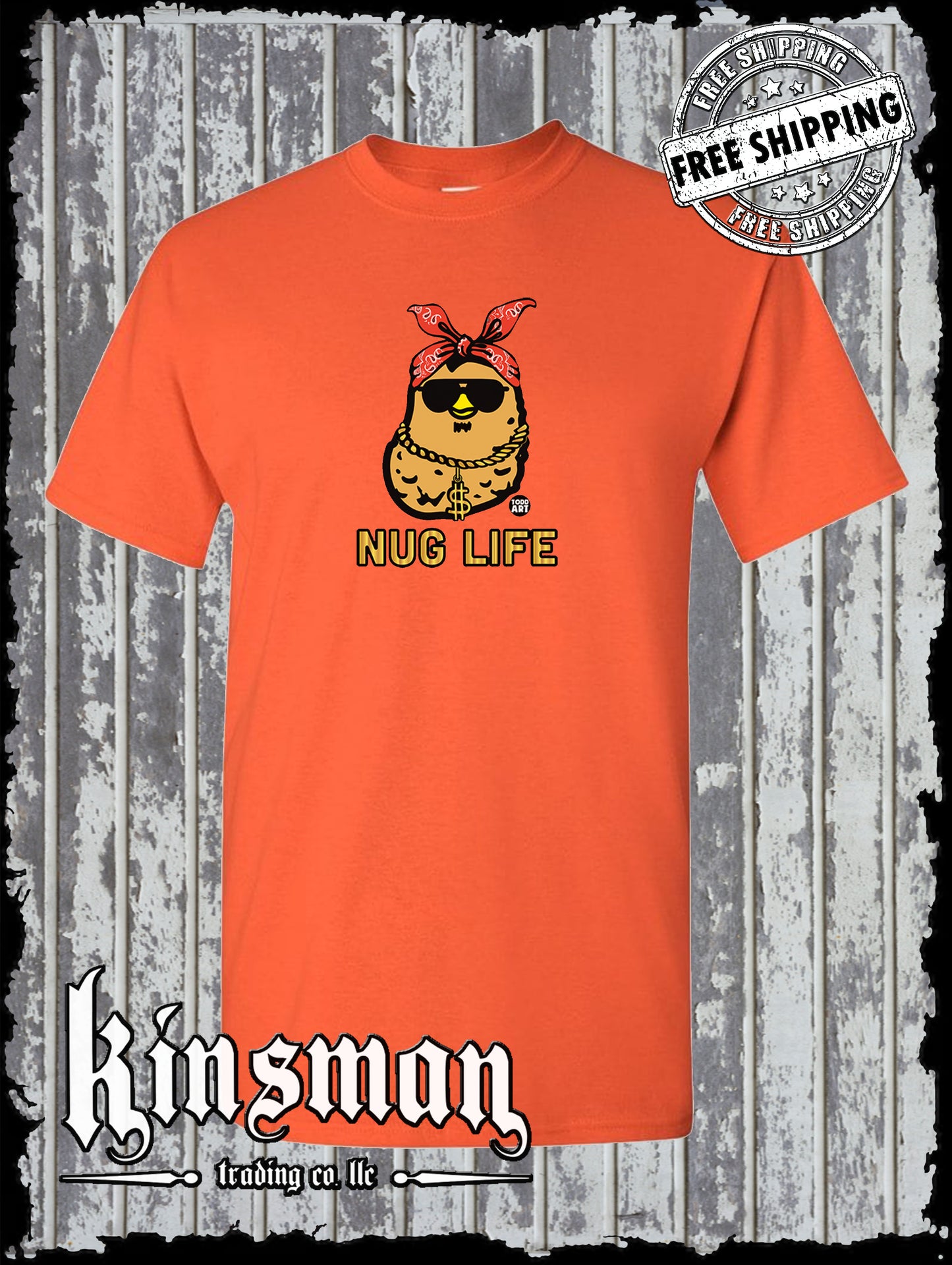 NUG Life Chicken Nugget Gangster T-Shirt Todd Goldman Art Licensed