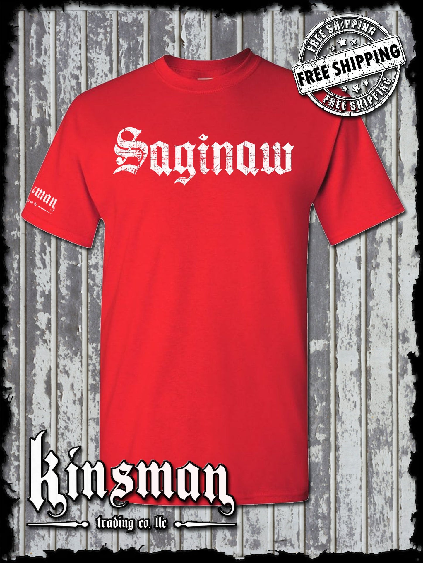 Saginaw Old English T-Shirt Souvenir Gift Mid-Michigan