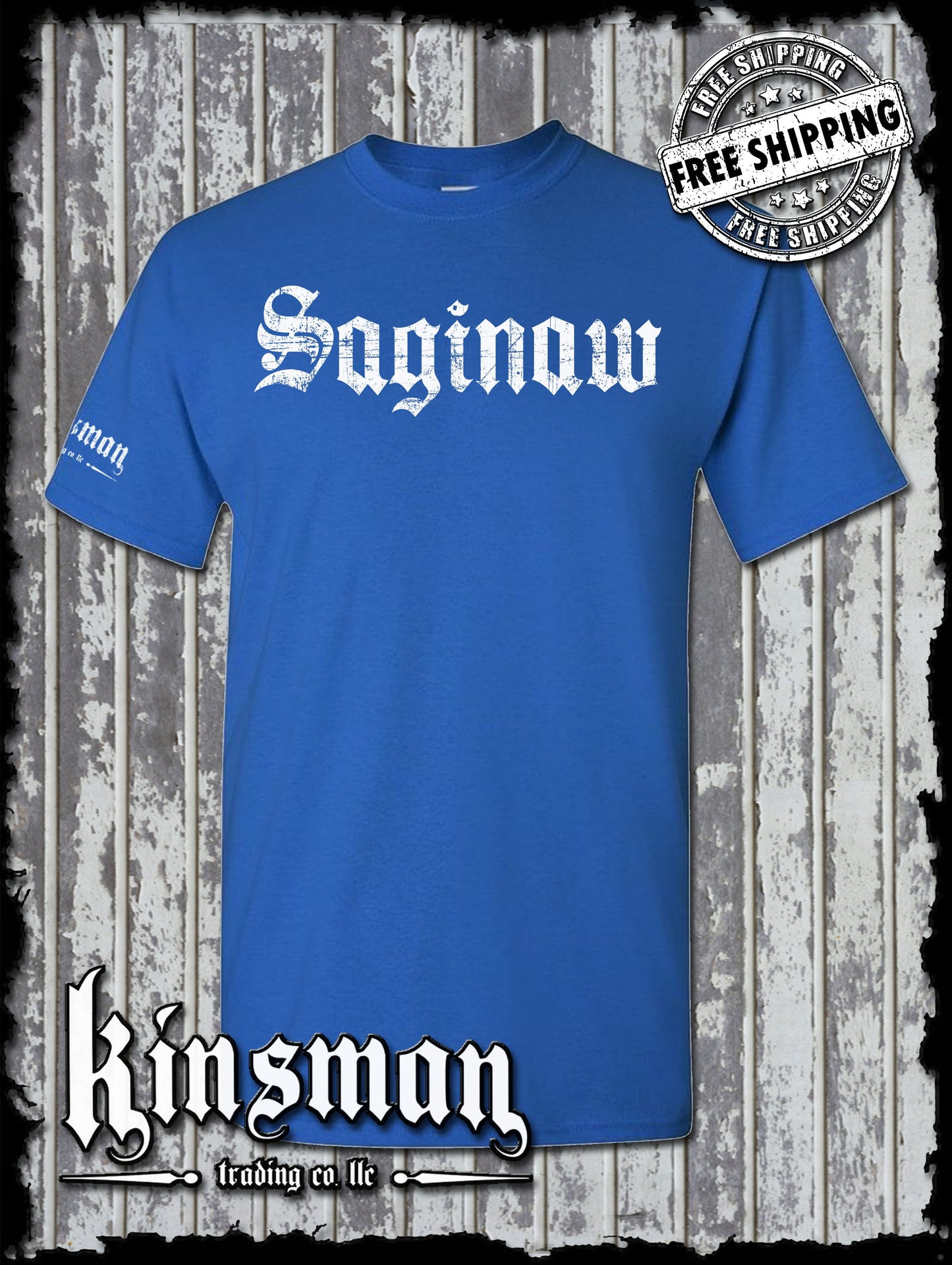 Saginaw Old English T-Shirt Souvenir Gift Mid-Michigan