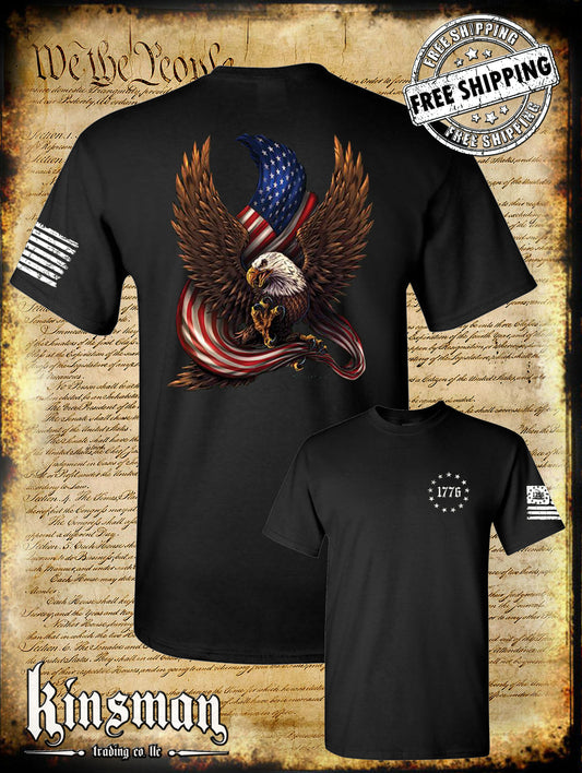 American Flag / Eagle 1776 2-Sided T-Shirt / Patriotism Freedom USA 2nd Amendment