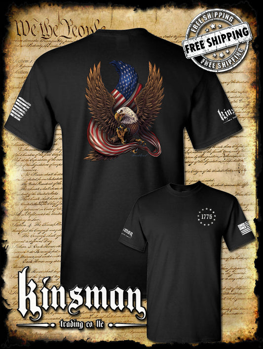 American Flag / Eagle 1776 2-Sided T-Shirt / Patriotism Freedom USA 2nd Amendment