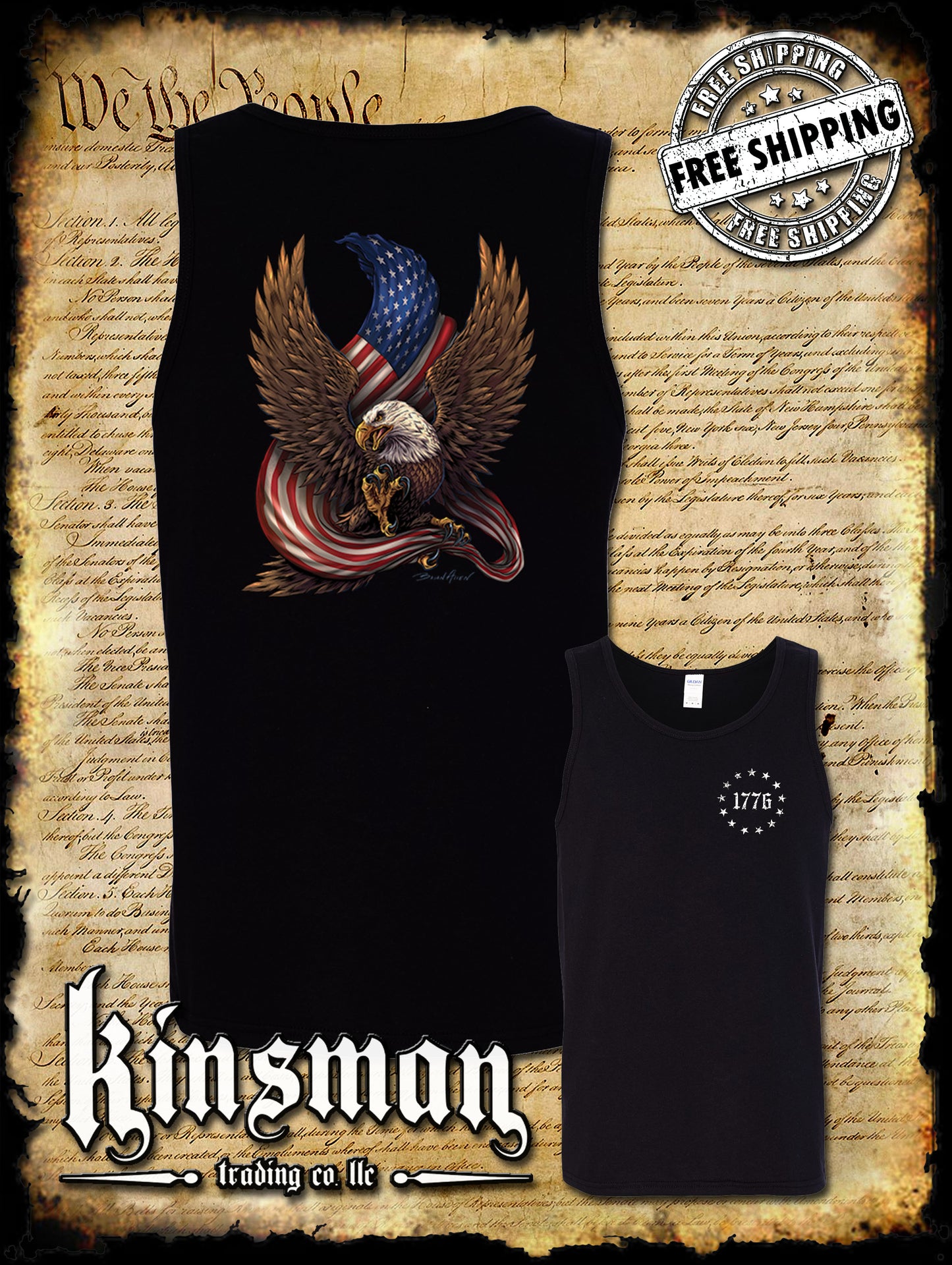 American Flag / Eagle 1776 2-Sided Tank Top T-Shirt