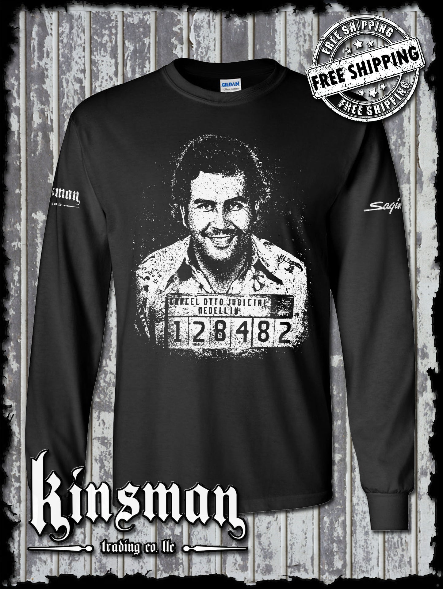 Pablo Escobar Mug Shot Long Sleeve T-Shirt