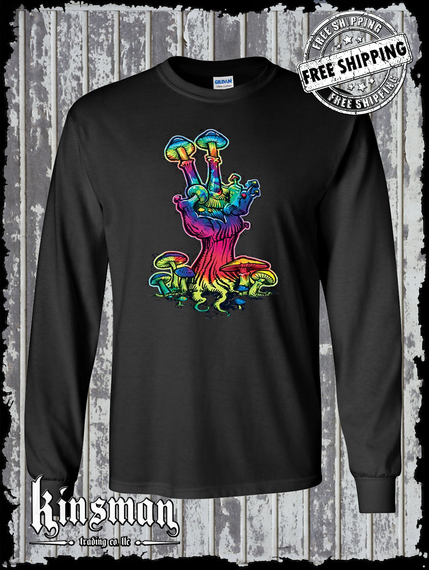 Liquid Blue Peace Mushroom Long Sleeve T-Shirt Licensed