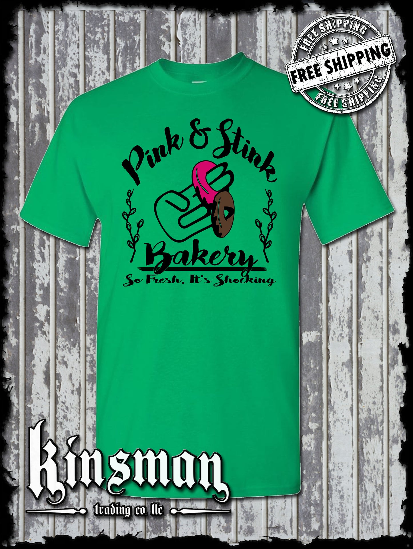 Pink & Stink Bakery Funny Adult Offensive T-Shirt / Shocker Donut College Humor
